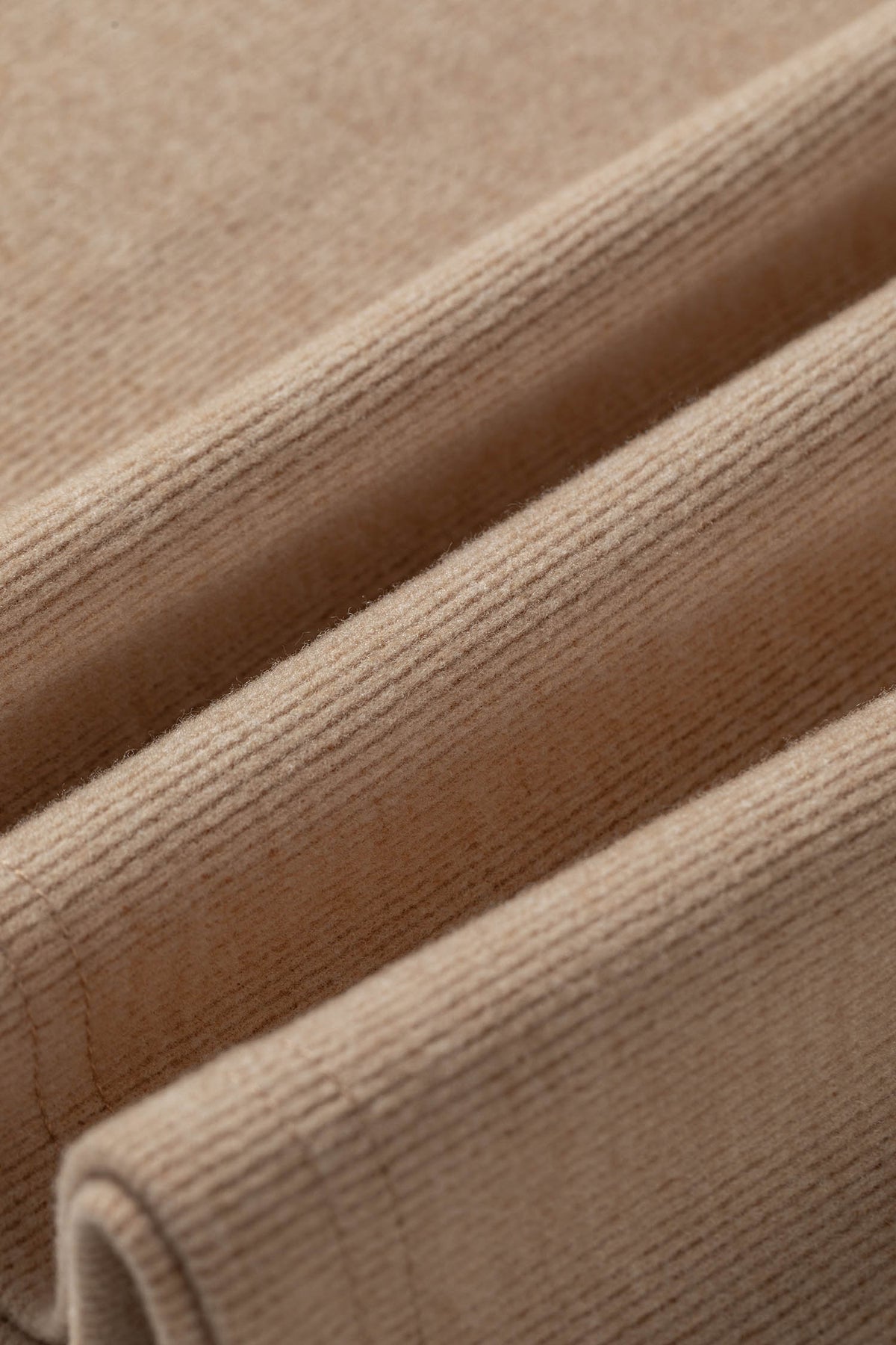 Light French Beige Solid Color Short Sleeve Top Casual Pants 2pcs Corduroy Set