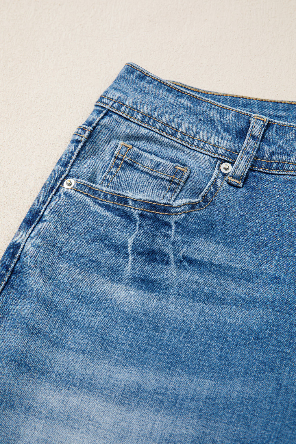 Acid Washed Straight Leg Full Length Casual Jeans
