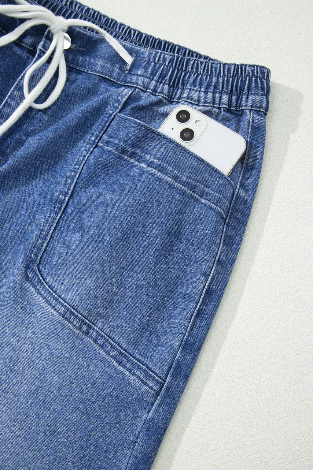 Ashleigh Blue Drawstring Waist Ankle Length Casual Jeans Regular Fit Pocket Detail Denim Pants