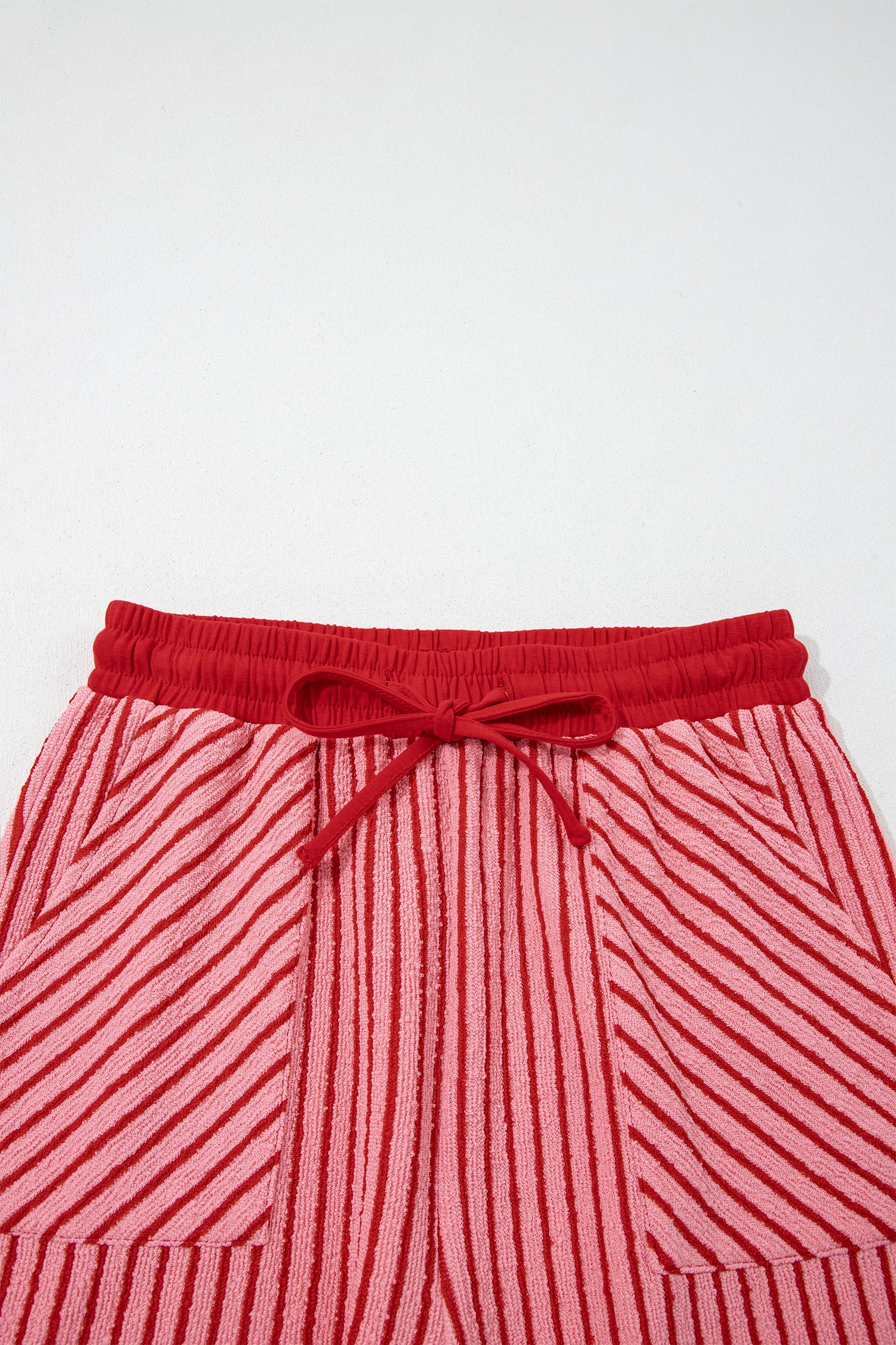 Sky Blue Stripe Crew Neck Tee Drawstring Waist Cropped Pants Set