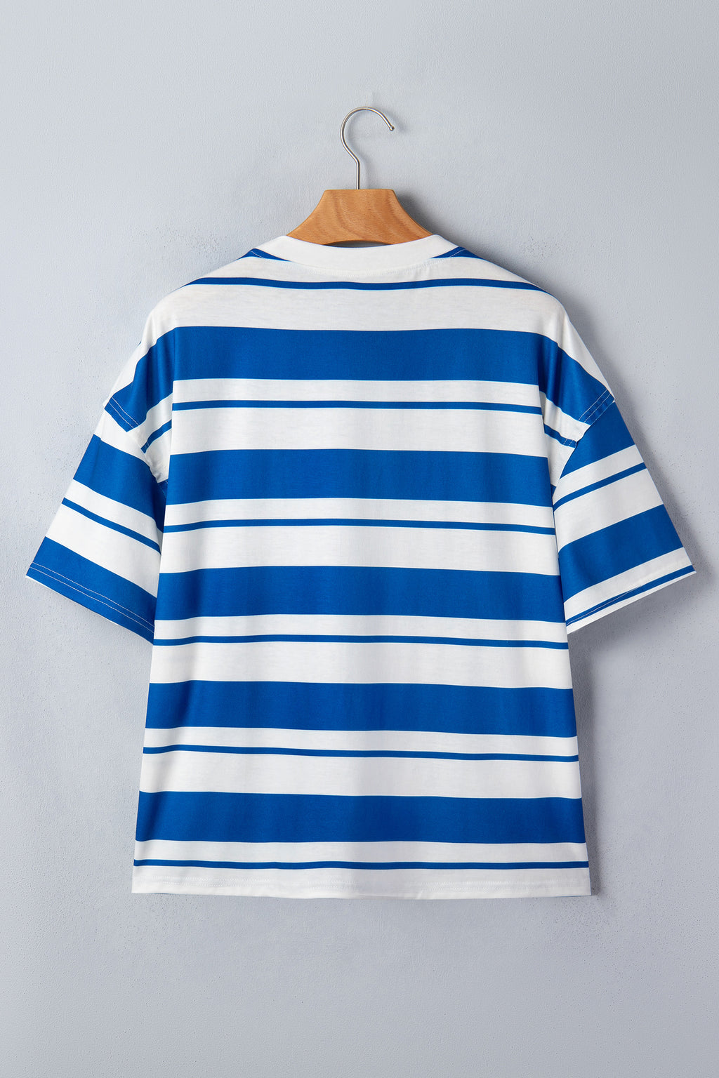 Blue Stripe USA Graphic Drop Shoulder Half Sleeve Loose T Shirt