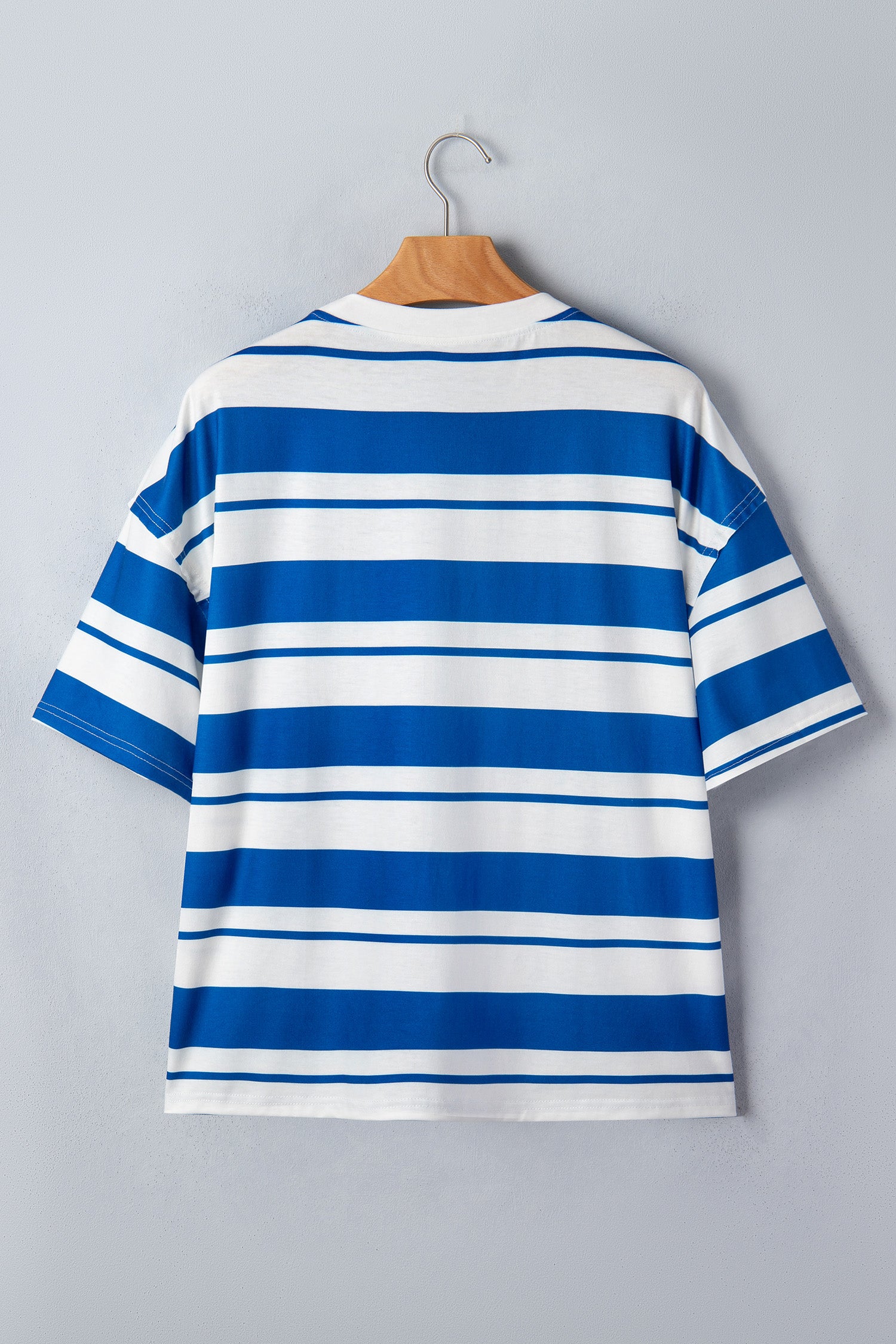 Blue Stripe USA Graphic Drop Shoulder Half Sleeve Loose T Shirt