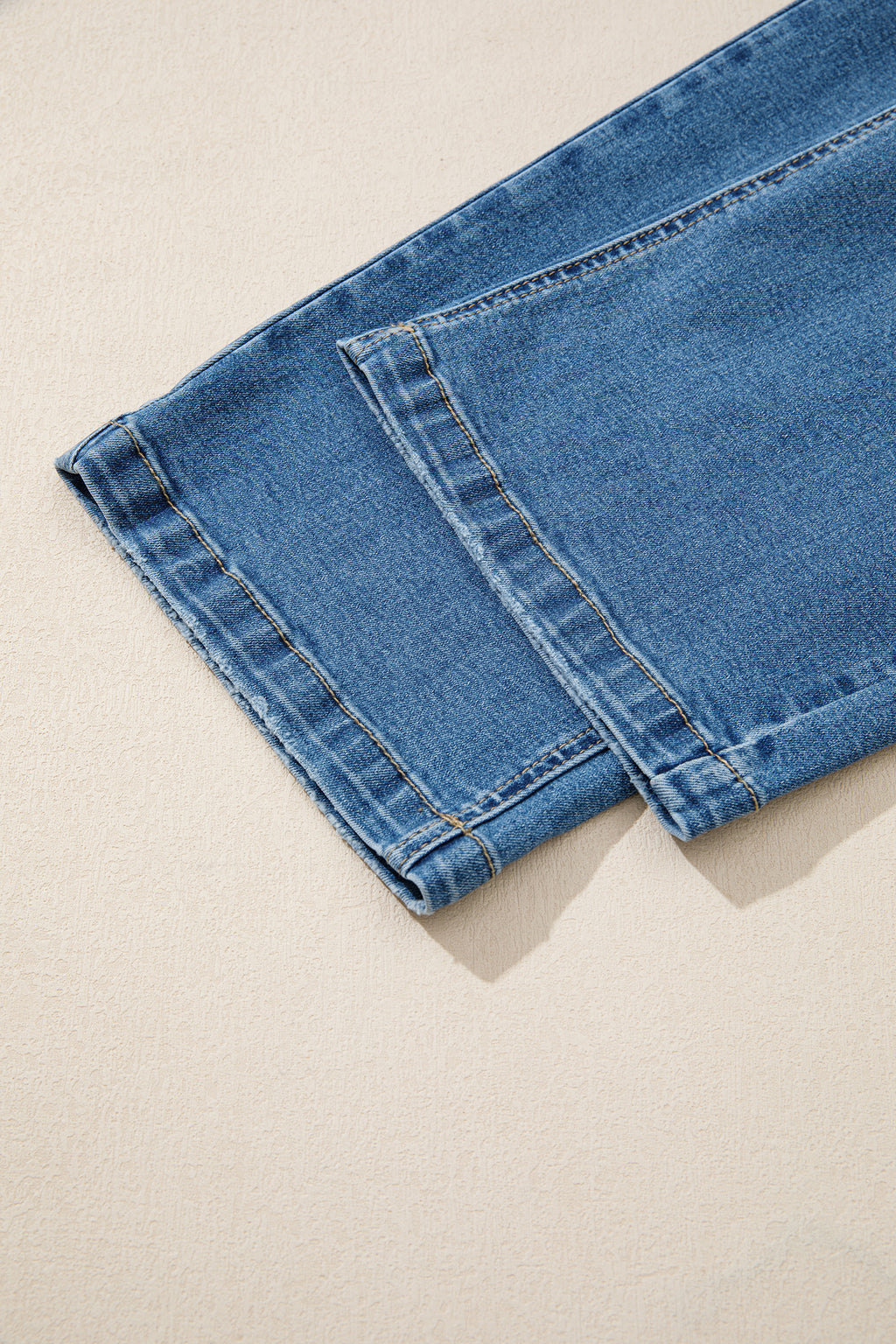 Acid Washed Straight Leg Full Length Casual Jeans