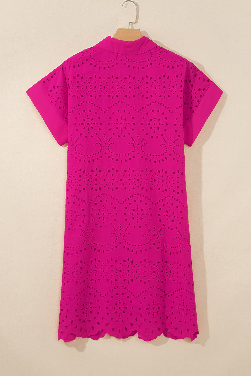 Black Solid Color Eyelet Embroidered T Shirt Mini Dress