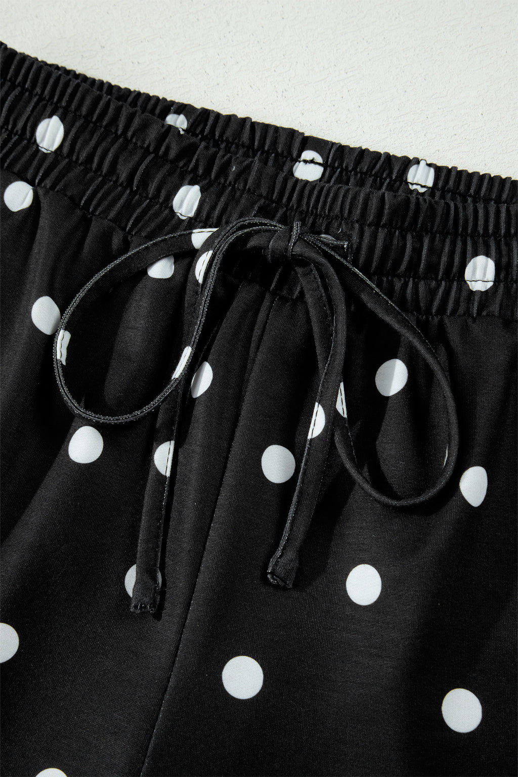 Sky Blue Exposed Seam Detail Polka Dot Loose Tee Drawstring Shorts Set