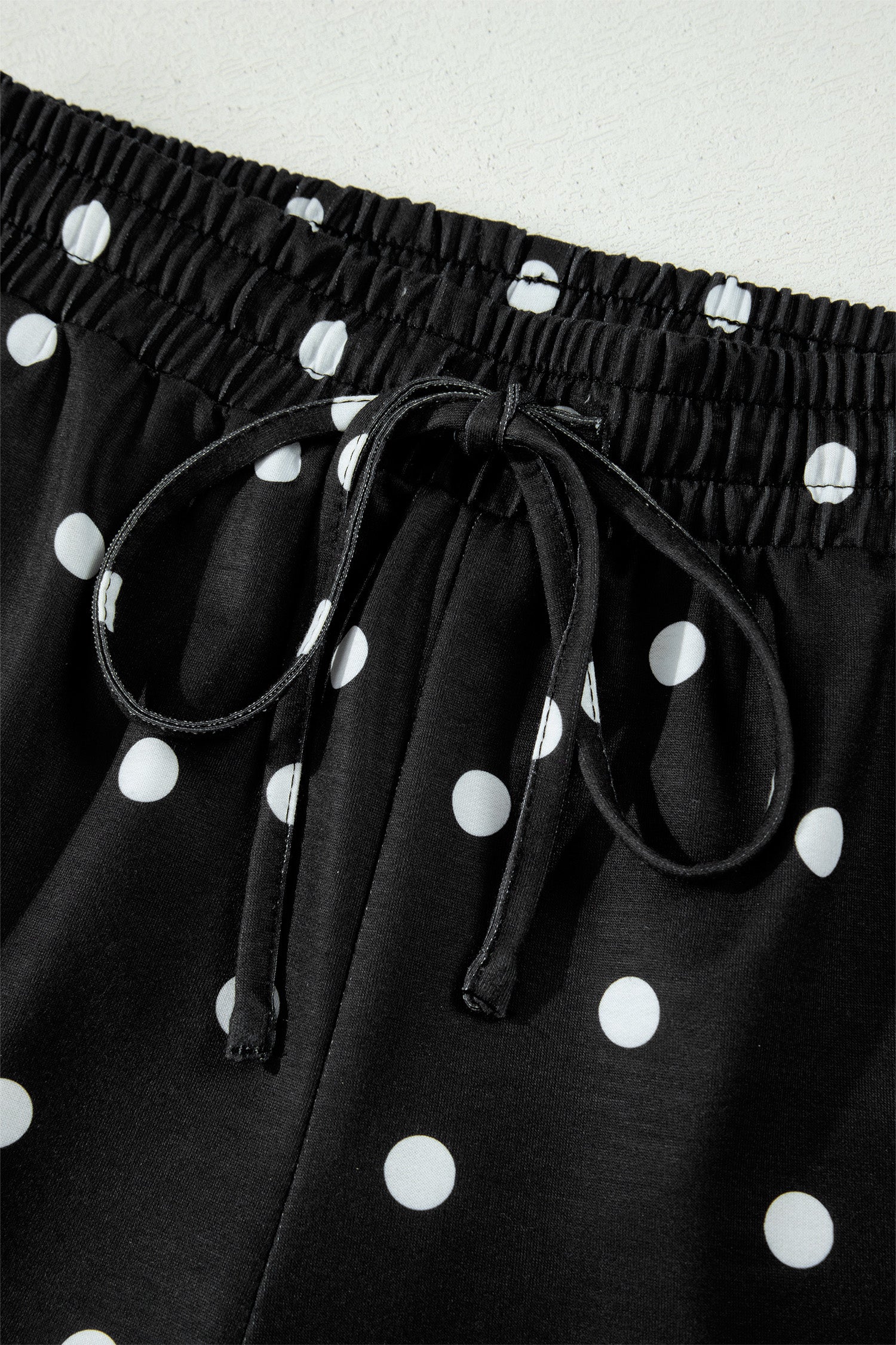 Sky Blue Exposed Seam Detail Polka Dot Loose Tee Drawstring Shorts Set