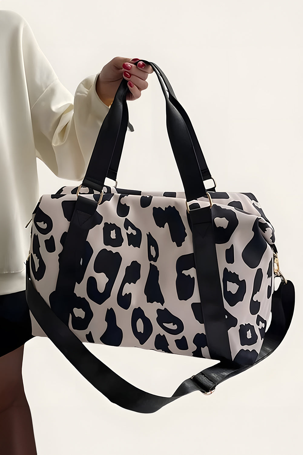 Bright Pink Leopard Print Large Travel Bag
