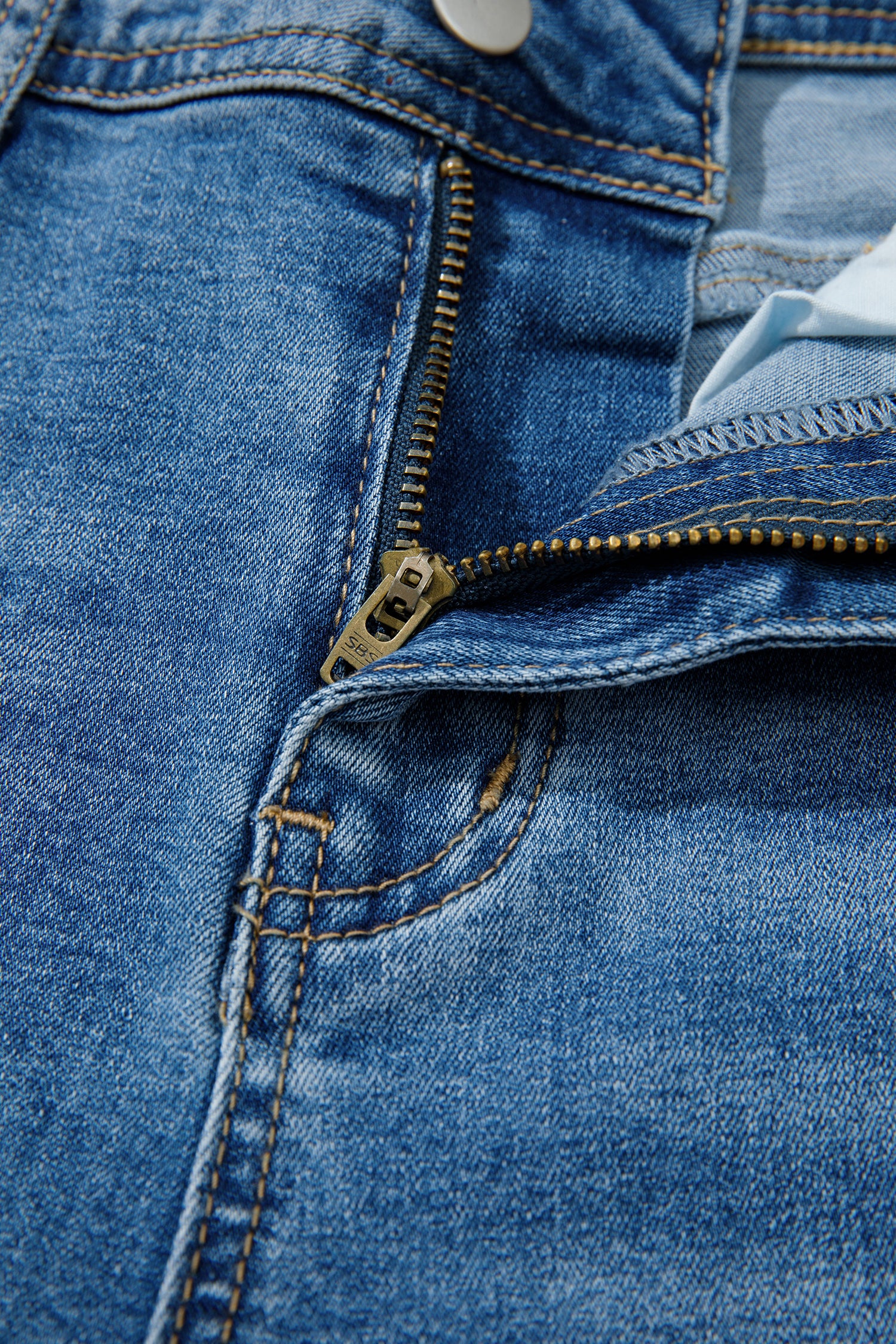 Acid Washed Straight Leg Full Length Casual Jeans