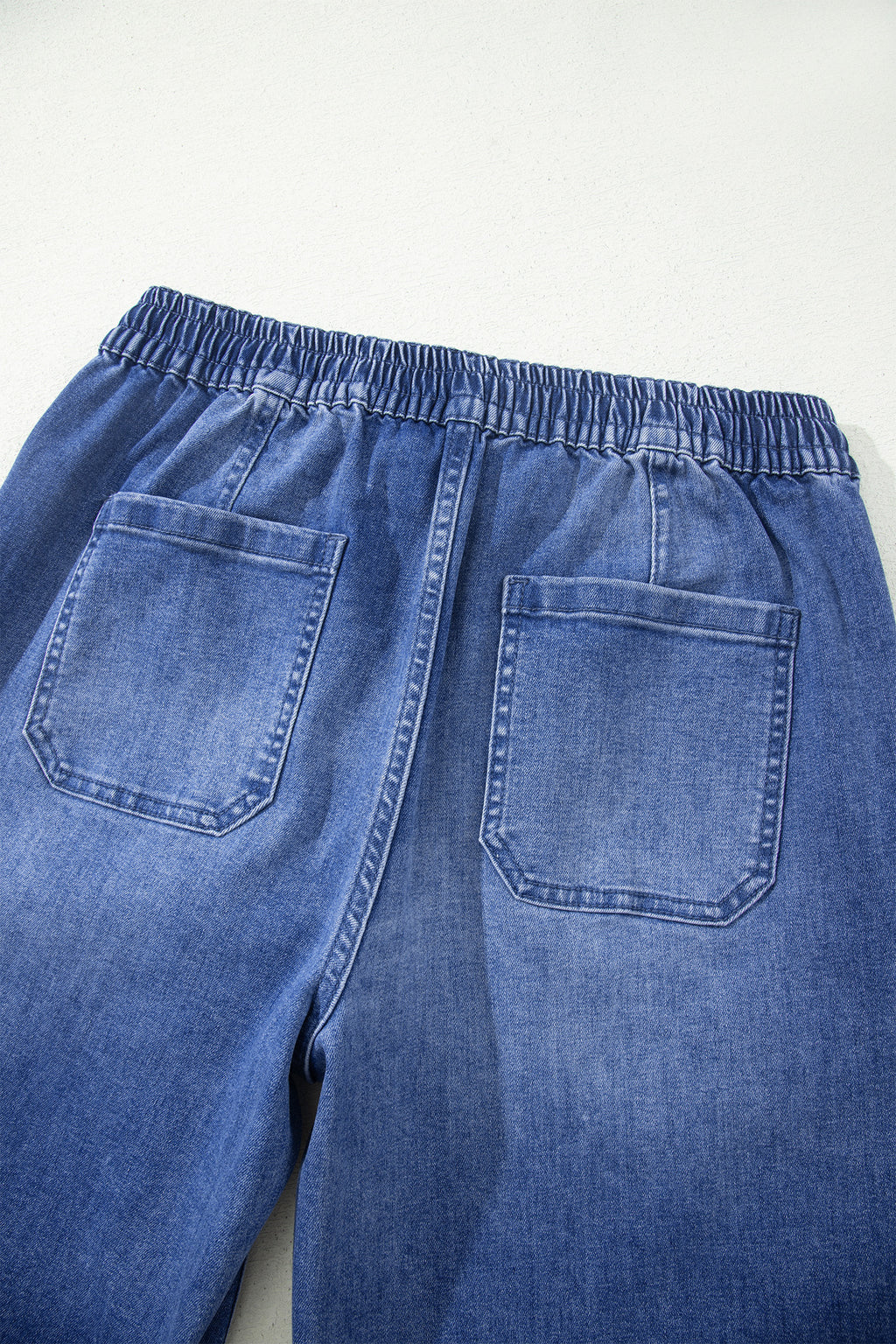 Ashleigh Blue Drawstring Waist Ankle Length Casual Jeans Regular Fit Pocket Detail Denim Pants