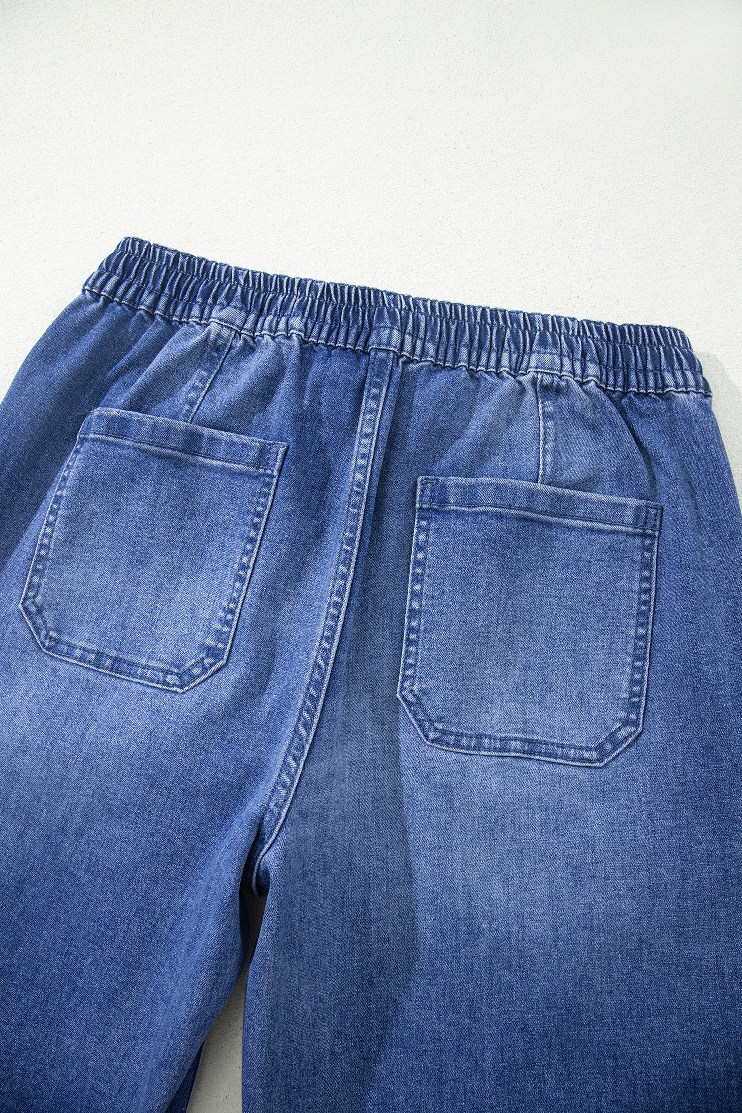 Ashleigh Blue Drawstring Waist Ankle Length Casual Jeans Regular Fit Pocket Detail Denim Pants