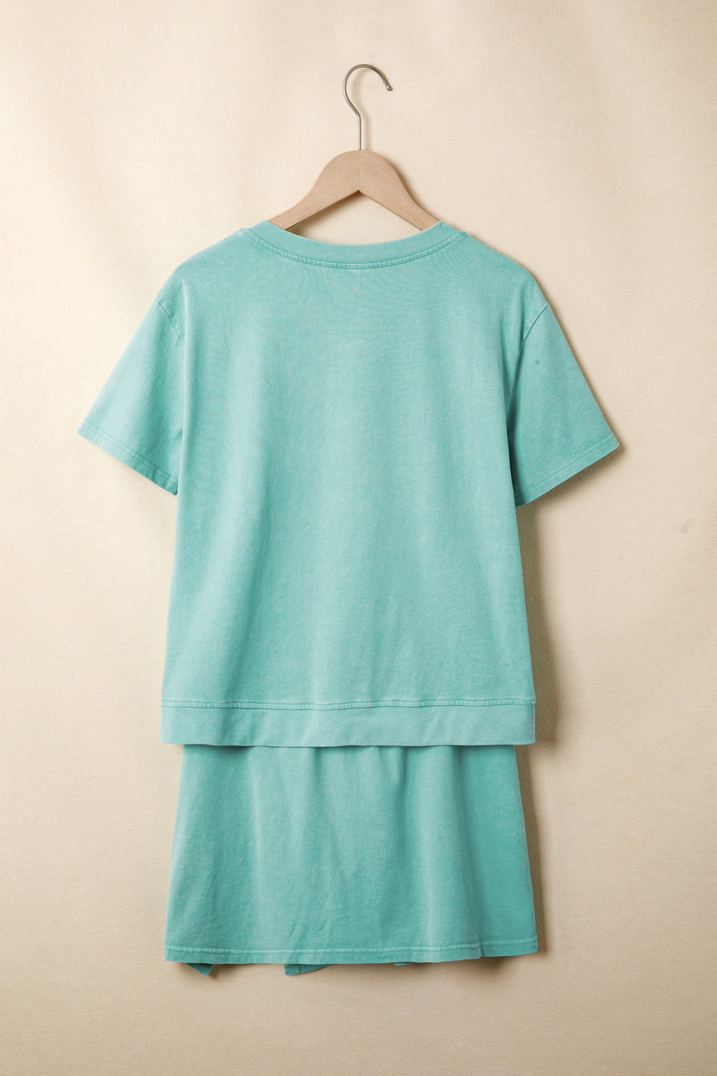 Beau Blue Mineral Wash V Neck Tee Matching Skort Set