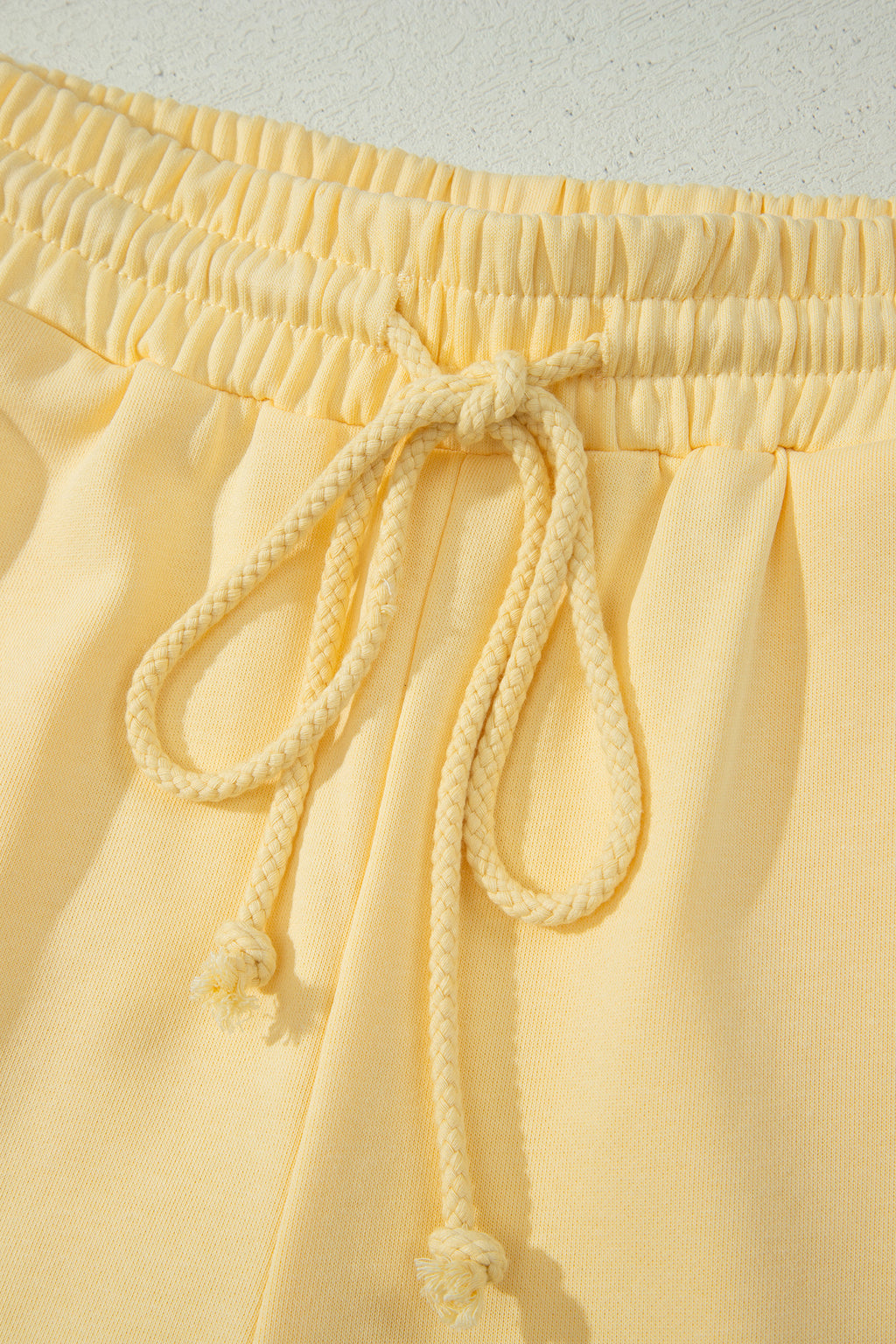 Yellow Eyelet Lace Patchwork Sleeve Short 2pcs Outfit