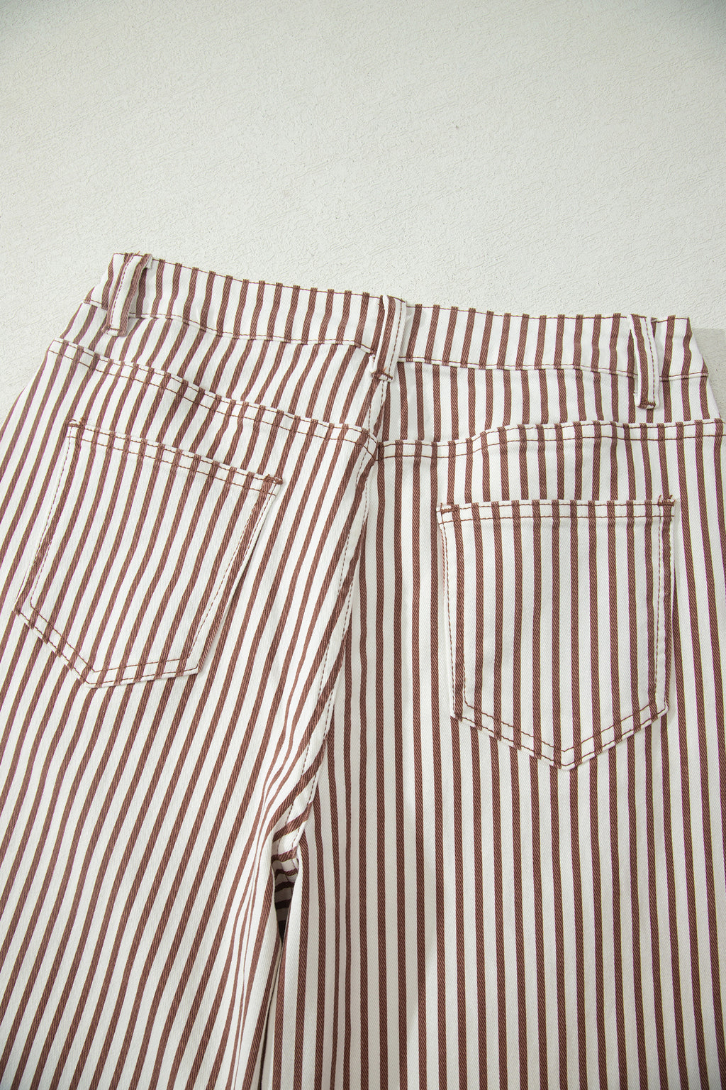 Brown Stripe Casual Barrel Jeans