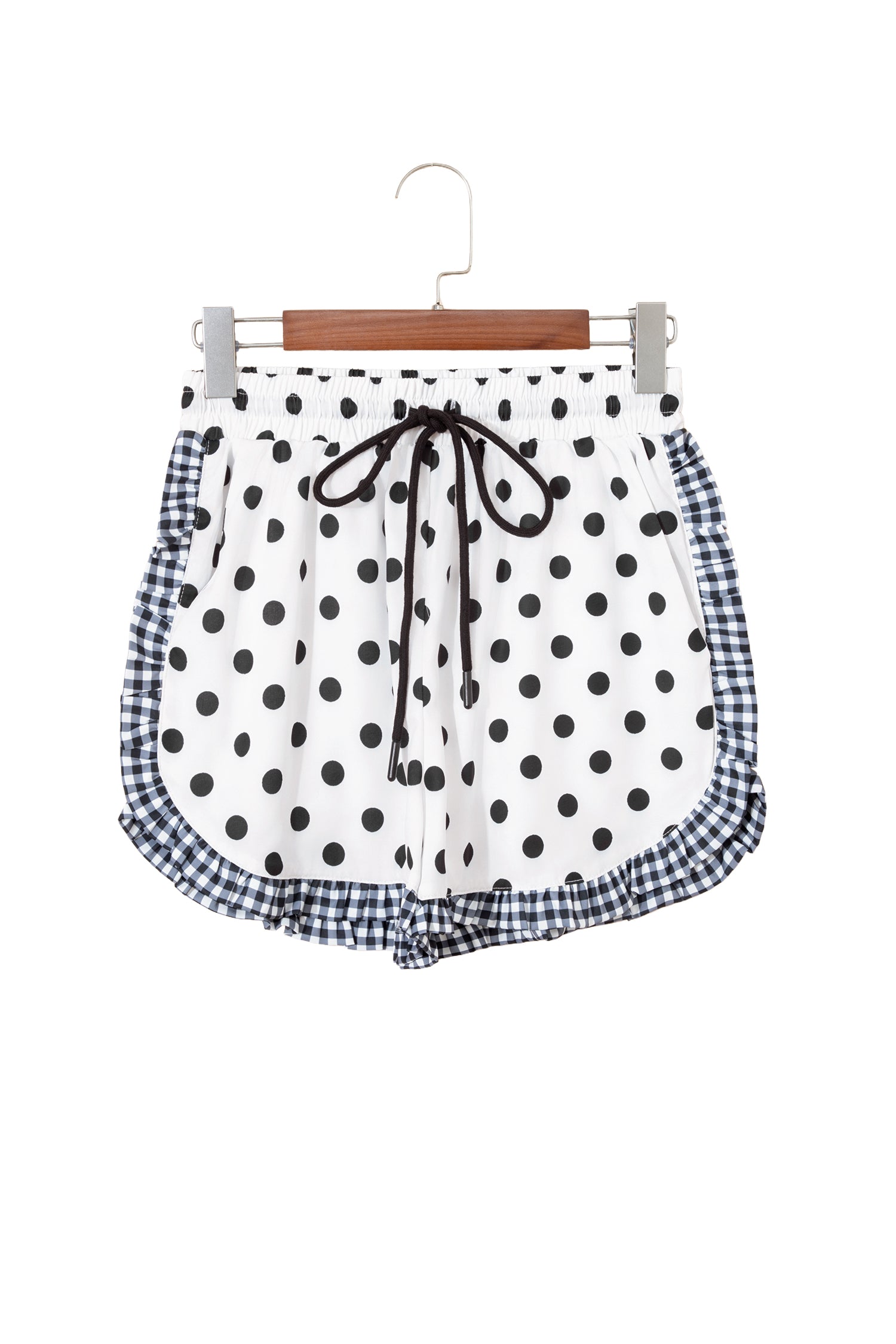 Pink Stripe Contrast Ruffle Trim Shorts