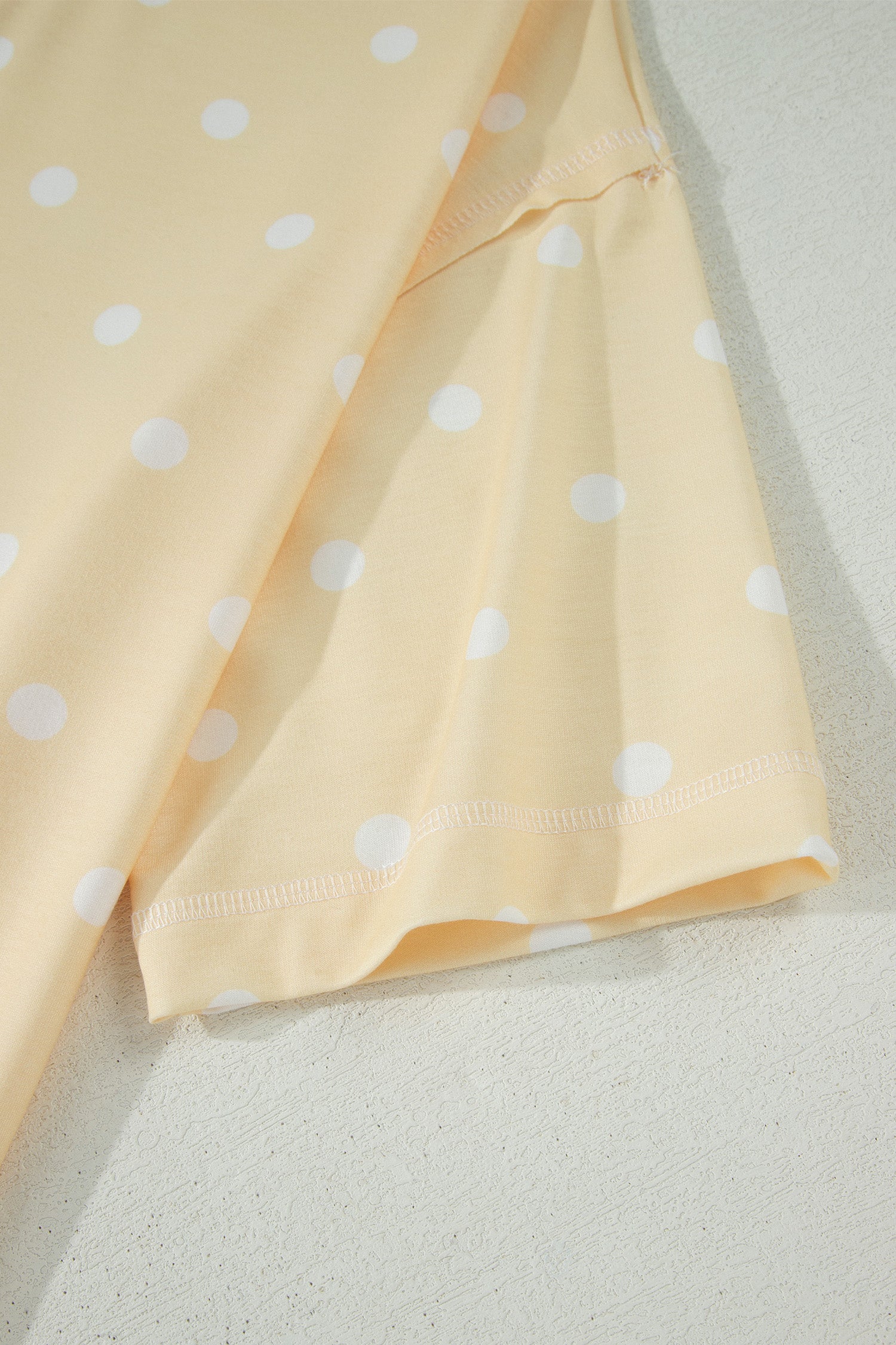 Sky Blue Exposed Seam Detail Polka Dot Loose Tee Drawstring Shorts Set