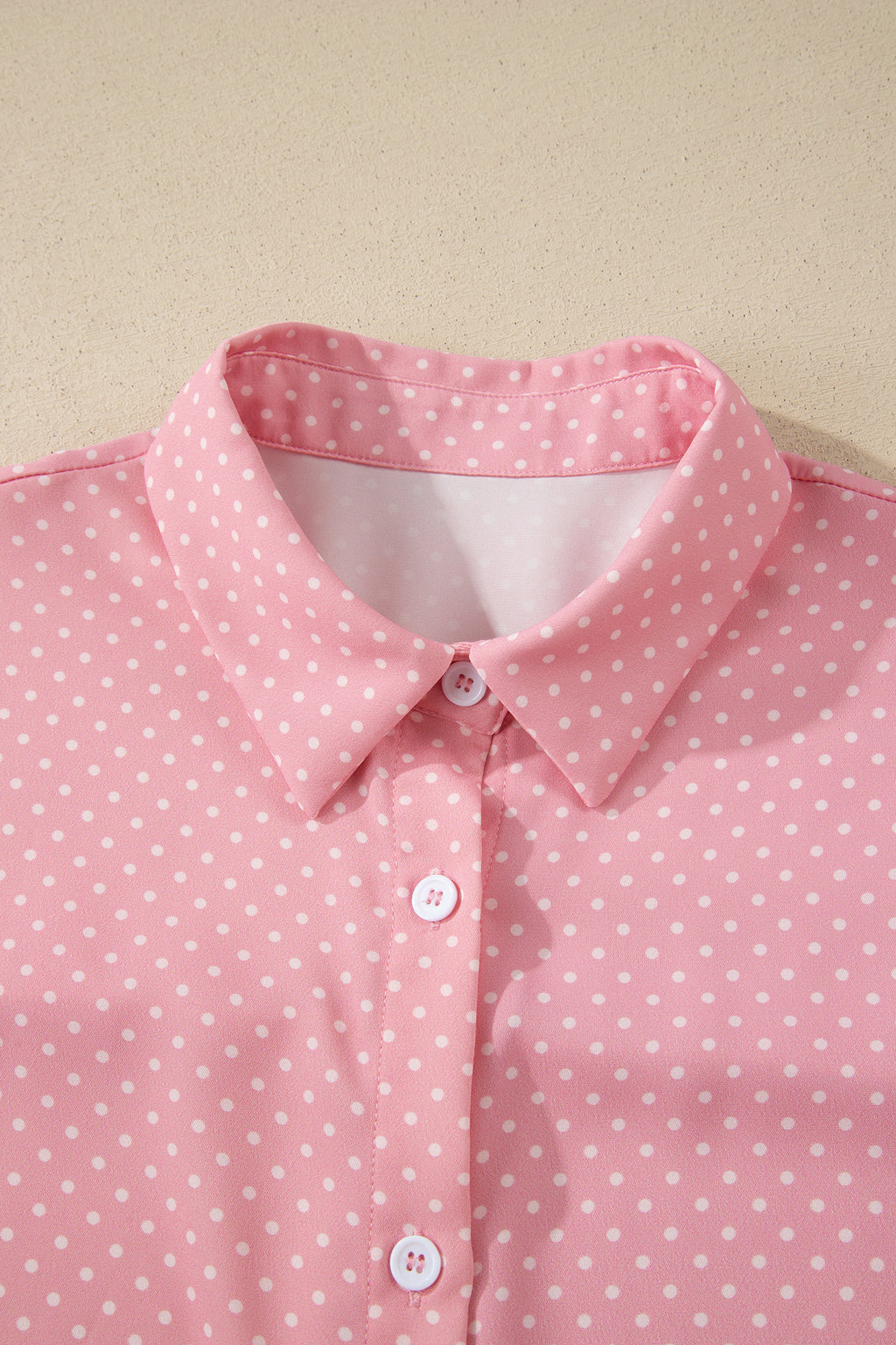 Khaki Dotted Print Cuffed Short Sleeve Shirt