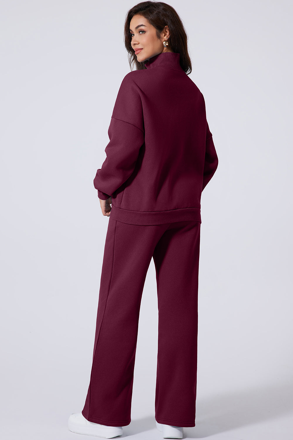 Clearly Aqua Drop Shoulder Zip Up Jacket Drawstring Pants Active 2pcs Set
