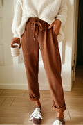 Jet Stream Drawstring Elastic Waist Casual Corduroy Pants
