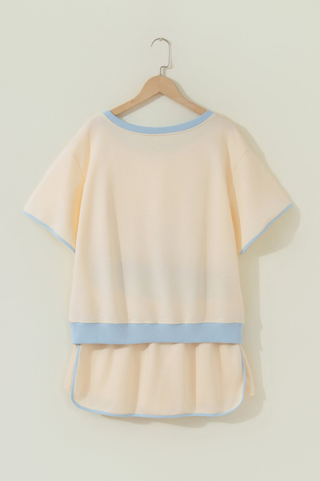 Apricot Colorblock Edge Drop Shoulder T Shirt and Skort 2Pcs Set