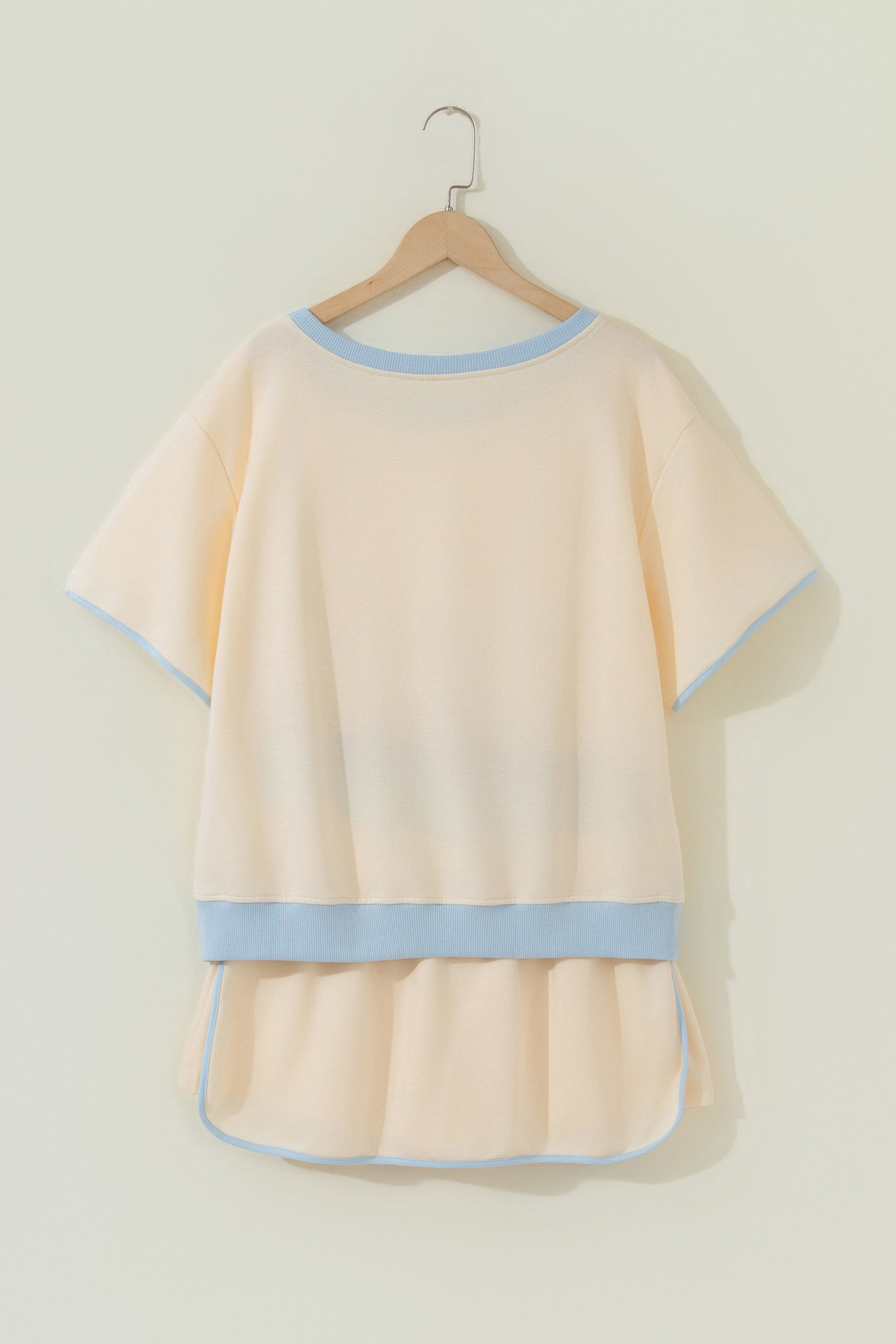 Apricot Colorblock Edge Drop Shoulder T Shirt and Skort 2Pcs Set