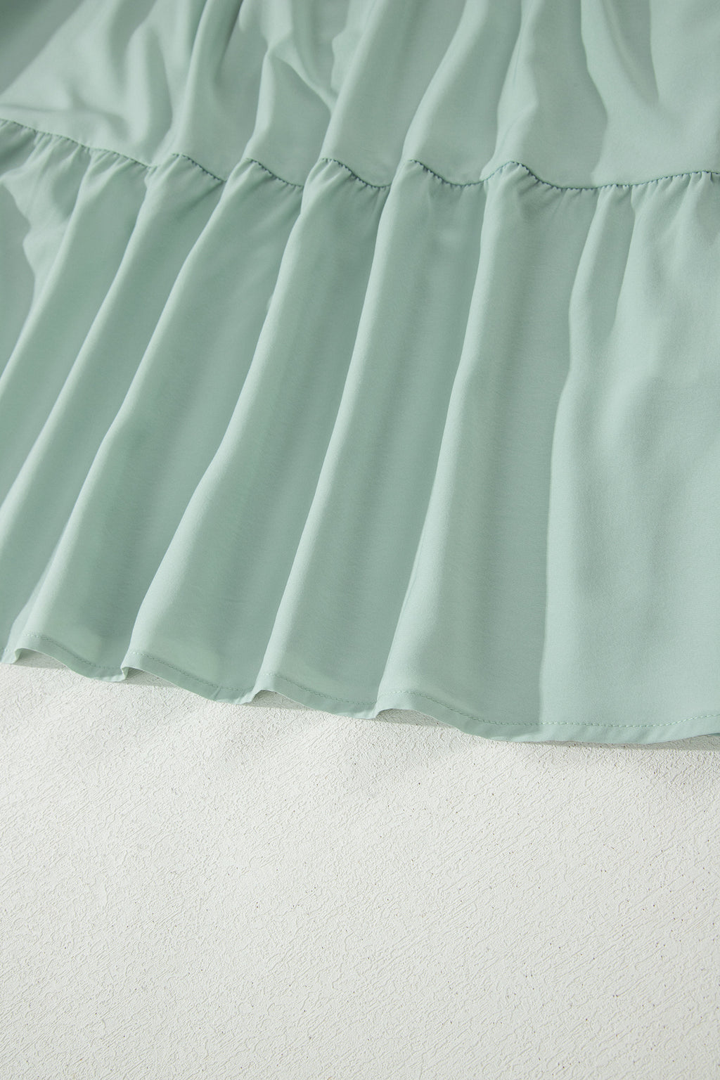 Bright Green Solid Color V Neck Short Puff Sleeve High Waist Tiered Maxi Dress