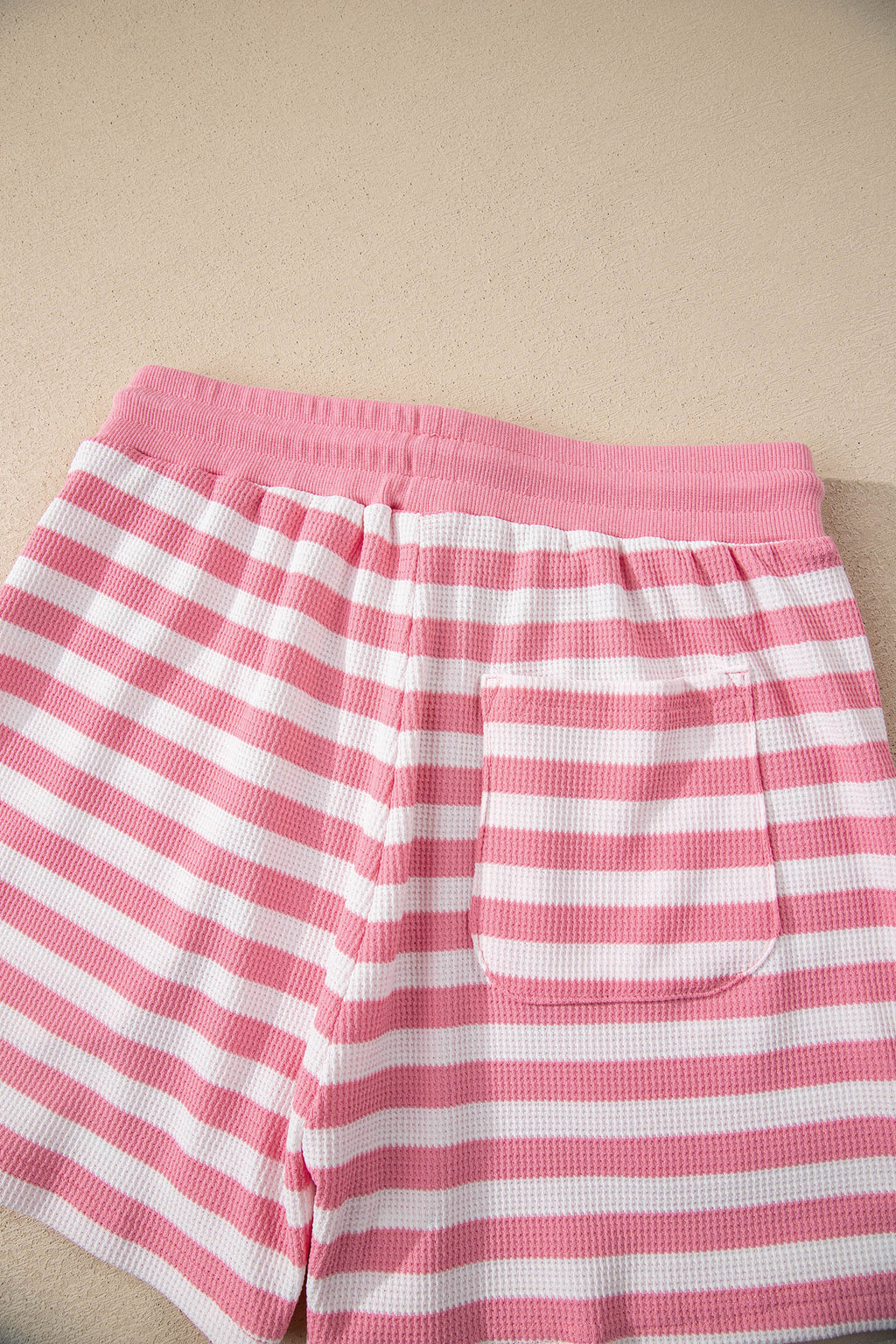 Pink Stripe Puff Short Sleeve T Shirt Matching Shorts Set