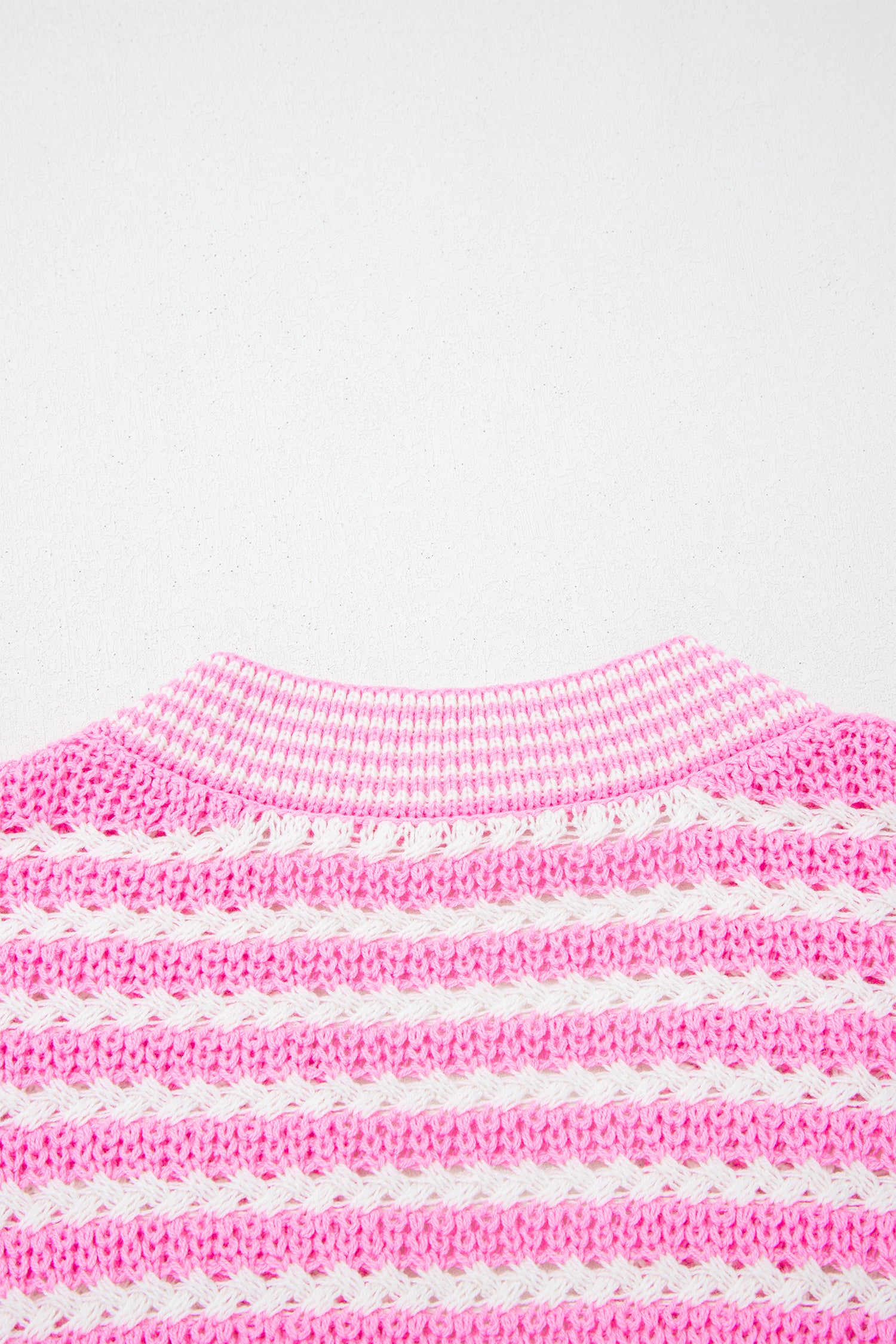 Green Stripe Short Sleeve Knit V Neck Bow Knot Sweater