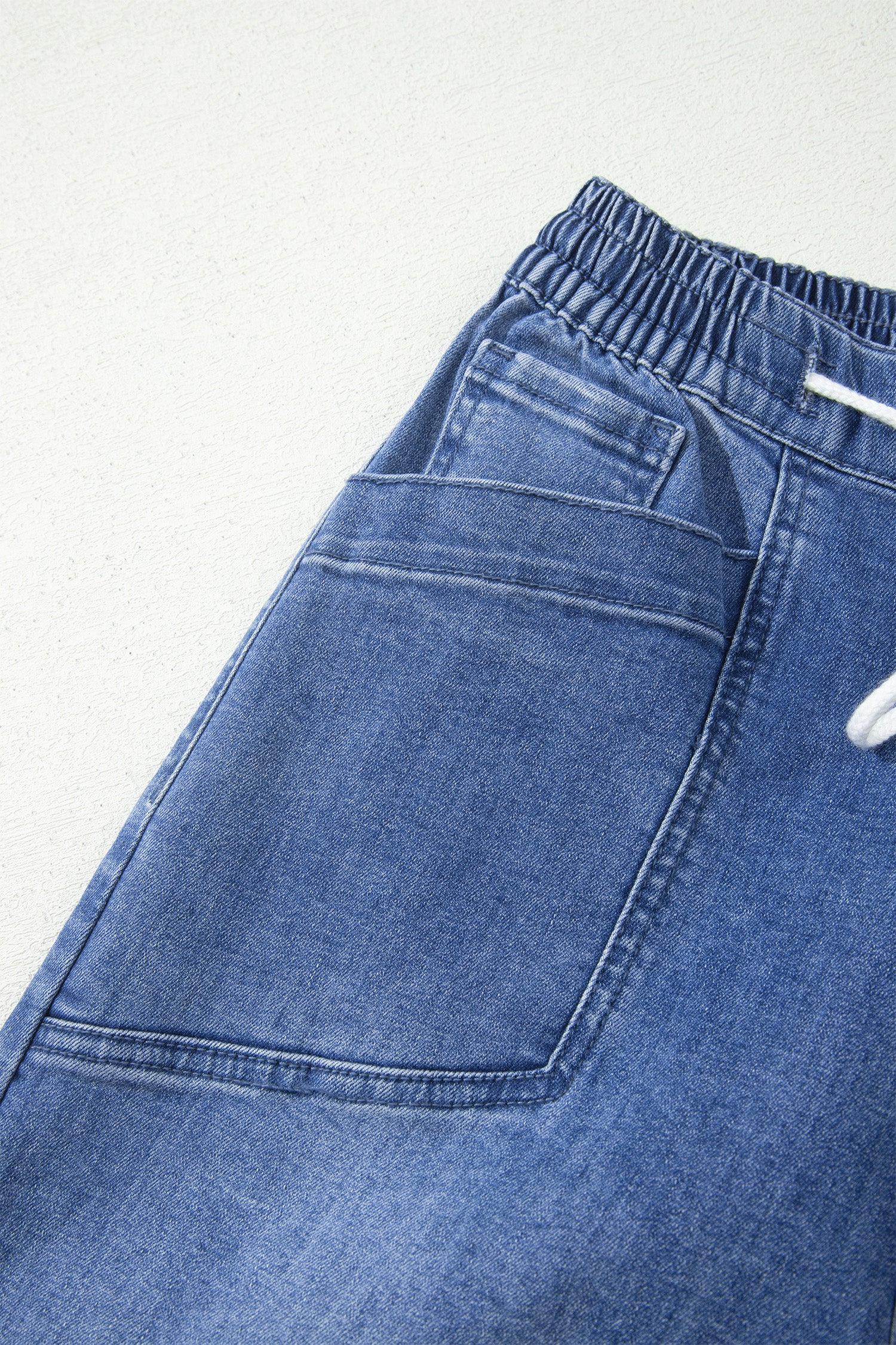 Ashleigh Blue Drawstring Waist Ankle Length Casual Jeans Regular Fit Pocket Detail Denim Pants