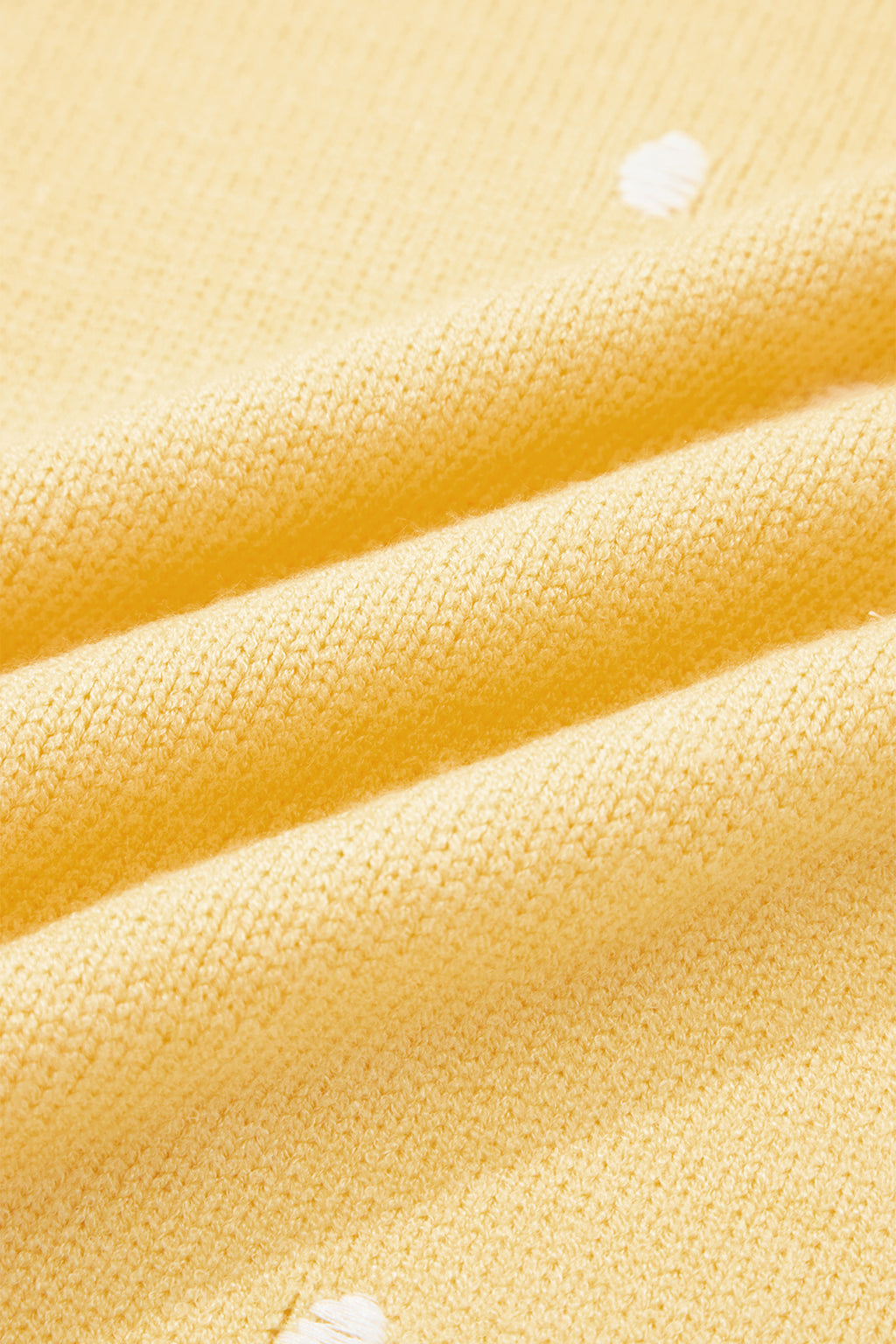 Yellow Cream Elegant Polka Dot Bubble Short Sleeve Sweater