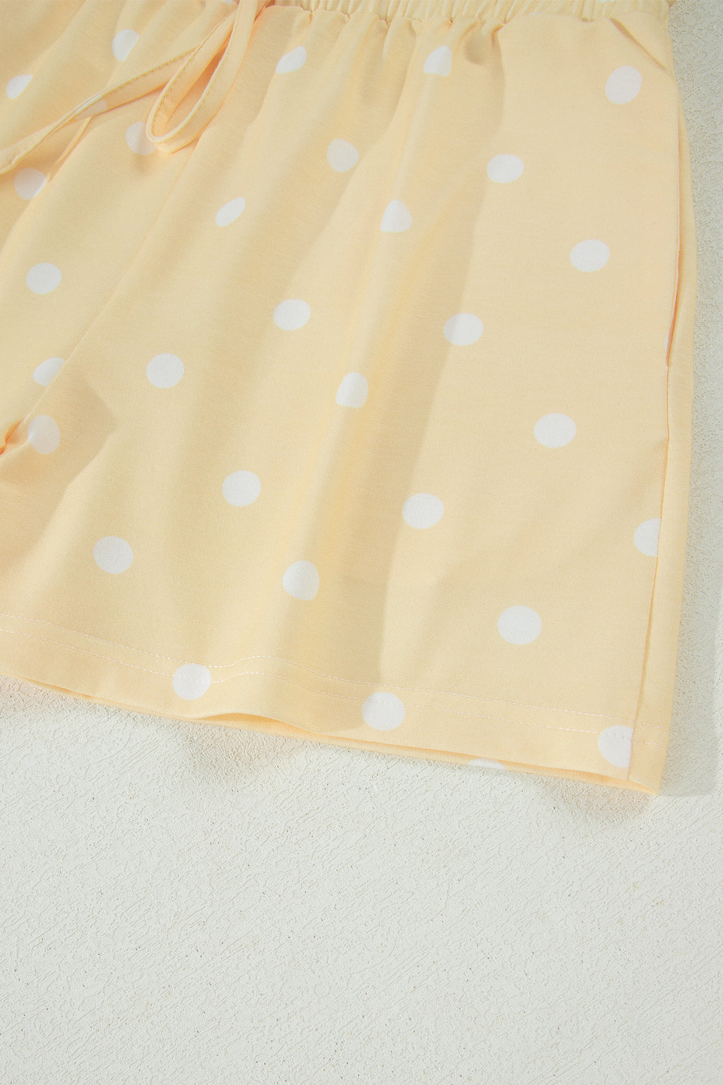 Sky Blue Exposed Seam Detail Polka Dot Loose Tee Drawstring Shorts Set