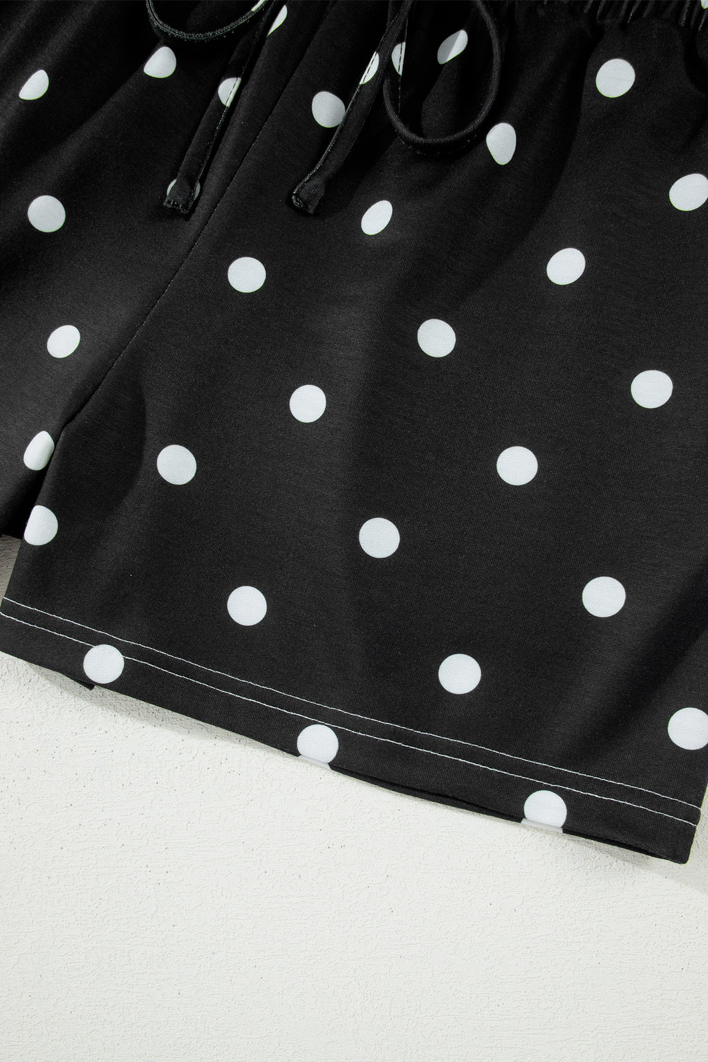 Sky Blue Exposed Seam Detail Polka Dot Loose Tee Drawstring Shorts Set
