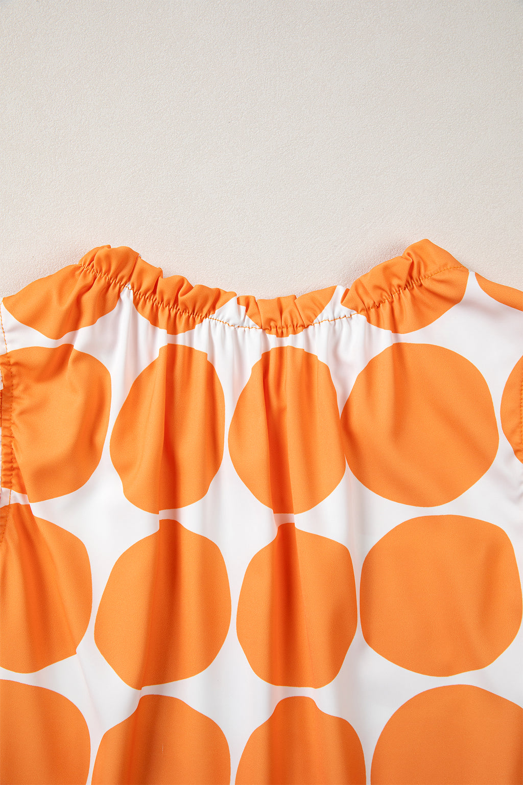 Blue Polka Dot Print Frilled Round Neck Shift Tank Top