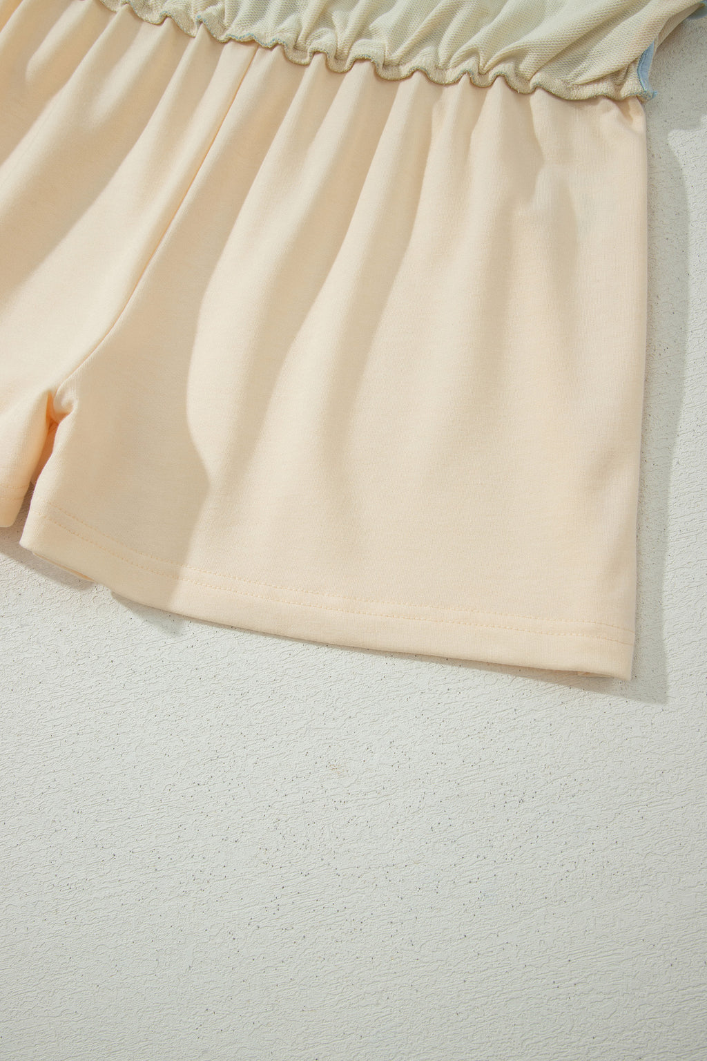 Apricot Colorblock Edge Drop Shoulder T Shirt and Skort 2Pcs Set