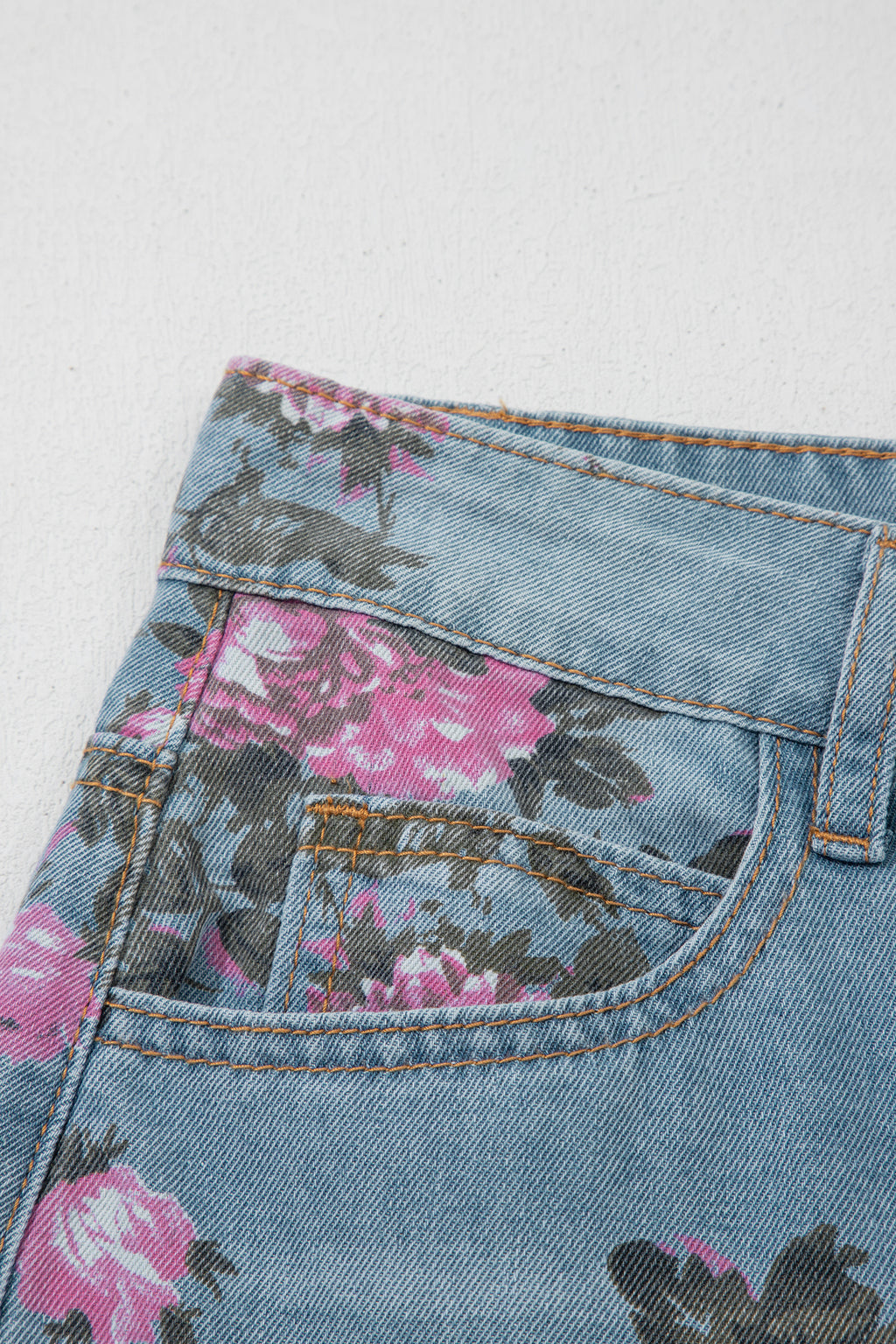 Sky Blue Garden Floral Print Bootcut Jeans