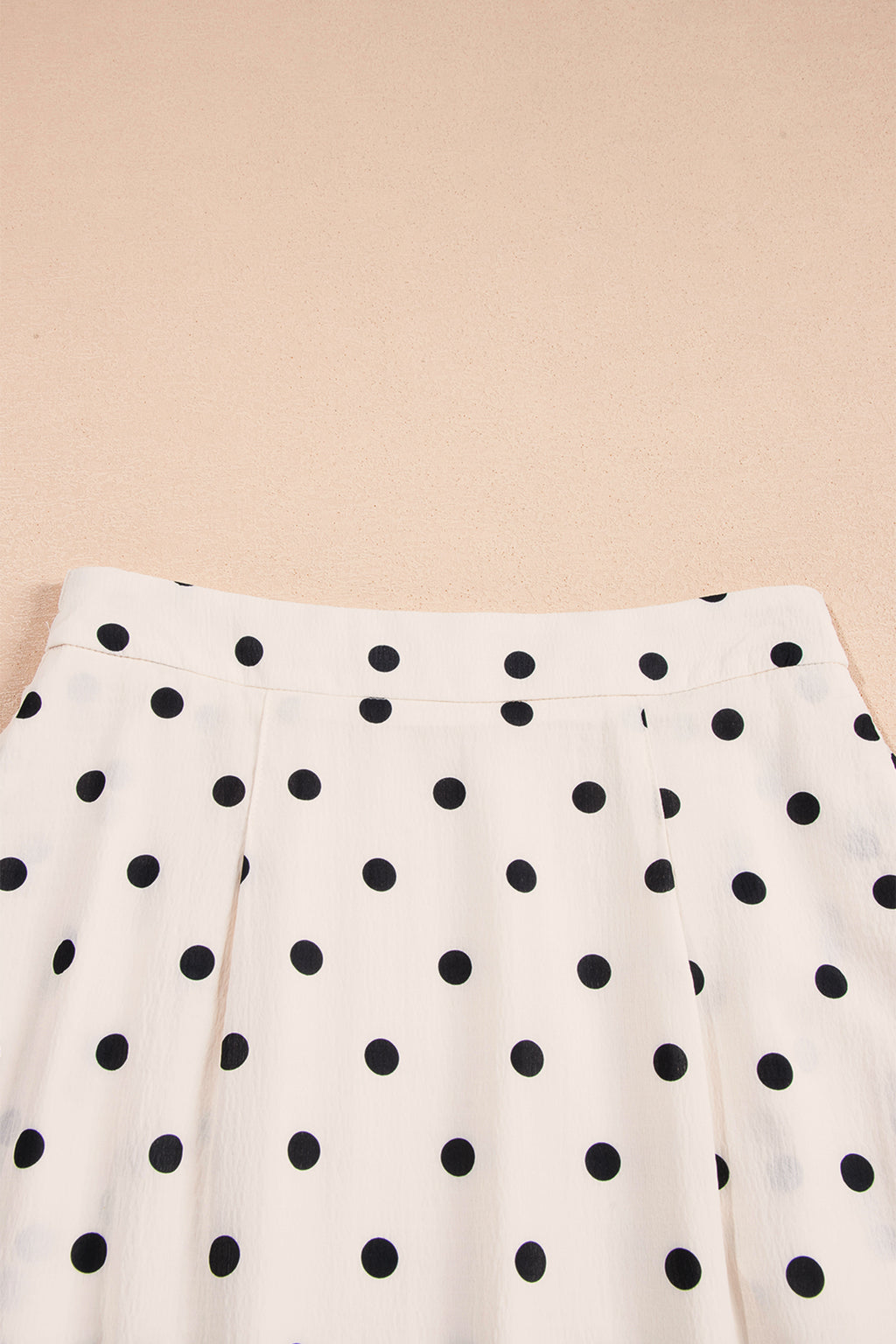 White Polka Dot Ruffled Slit Maxi Skirt