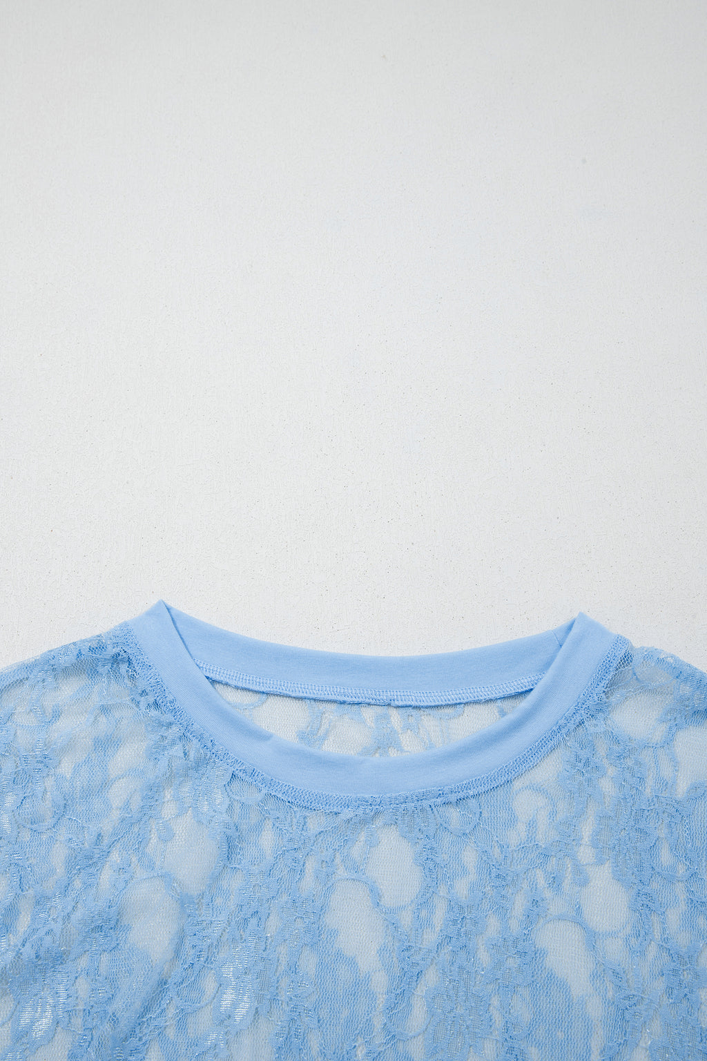 Beau Blue Sheer Floral Lace Boxy Tee