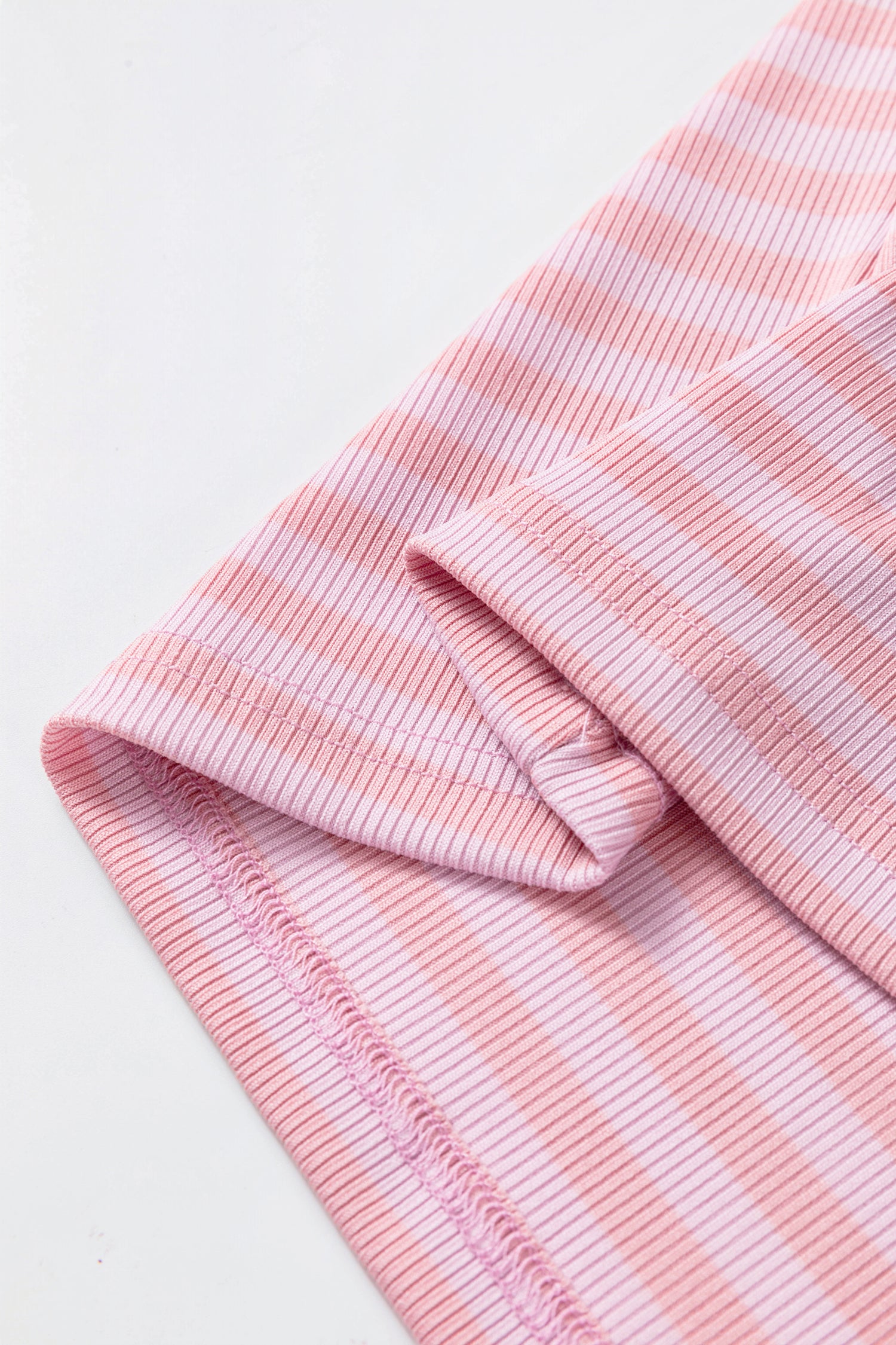 Pink Stripe Ribbed Knit Slim Tank Top