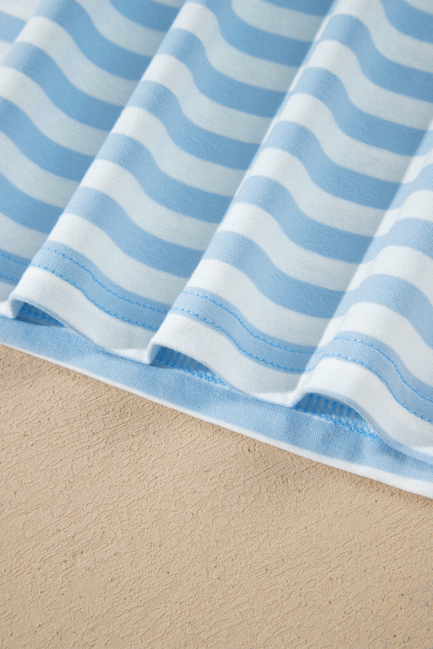 Sky Blue Stripe Slim Tank Contrast Ruffle Mini Skort Set