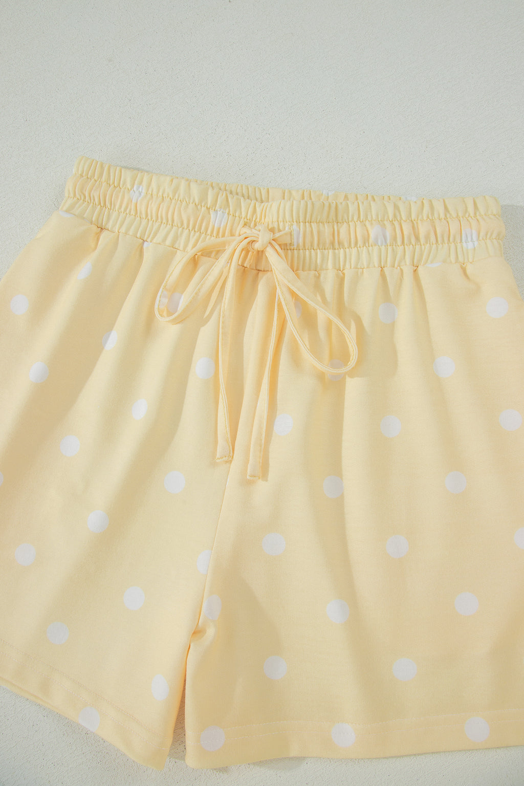 Sky Blue Exposed Seam Detail Polka Dot Loose Tee Drawstring Shorts Set