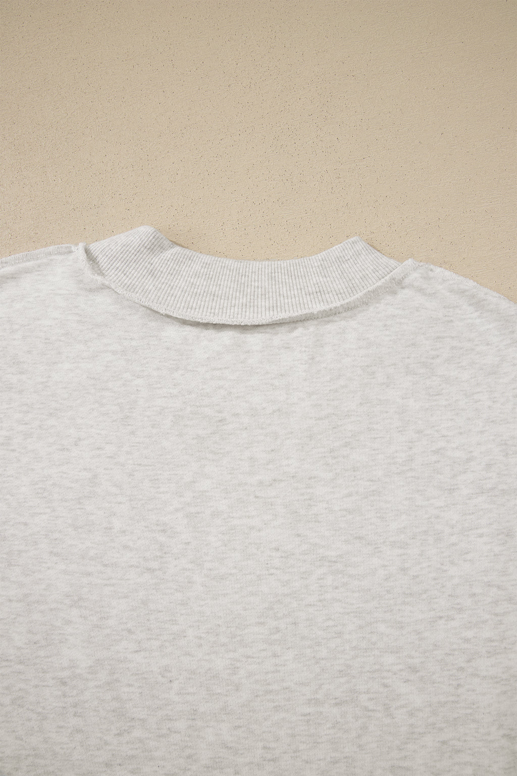Light Grey Exposed Seam Detail Mock Neck Tee