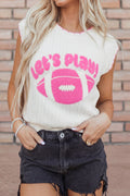 White Lets Play Pattern Textured Knit Casual Shift Sweater Vest