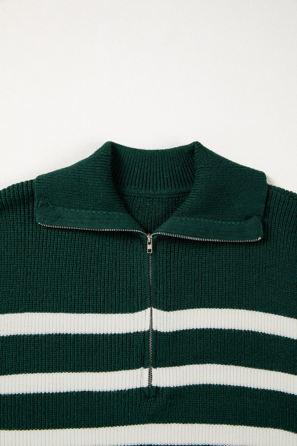 Light Blue Ribbed Half Zip Collared Sweater Vest