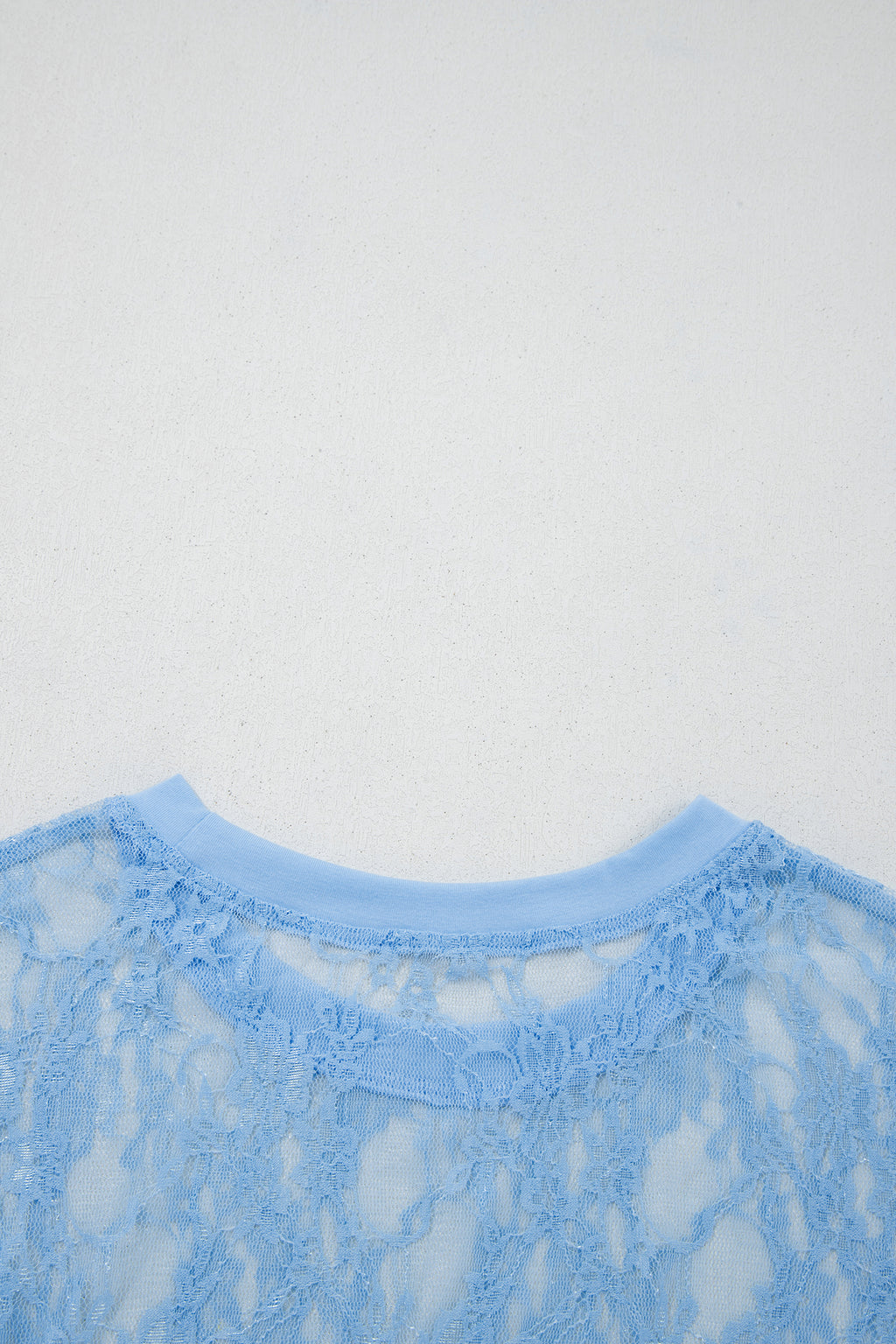 Beau Blue Sheer Floral Lace Boxy Tee