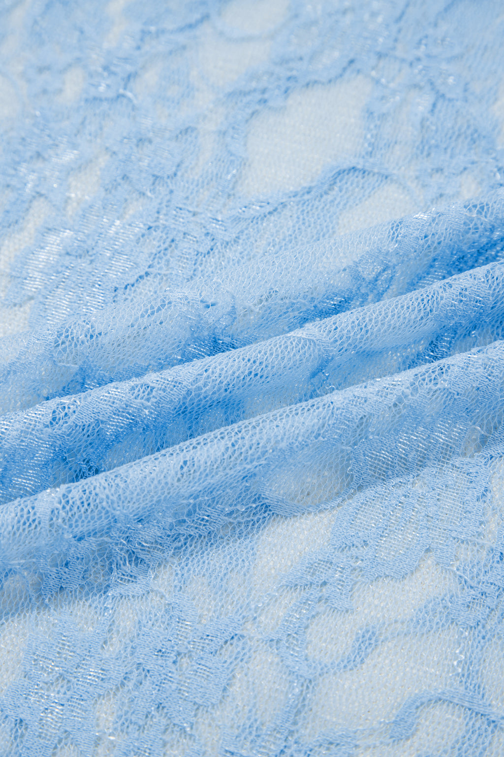 Beau Blue Sheer Floral Lace Boxy Tee