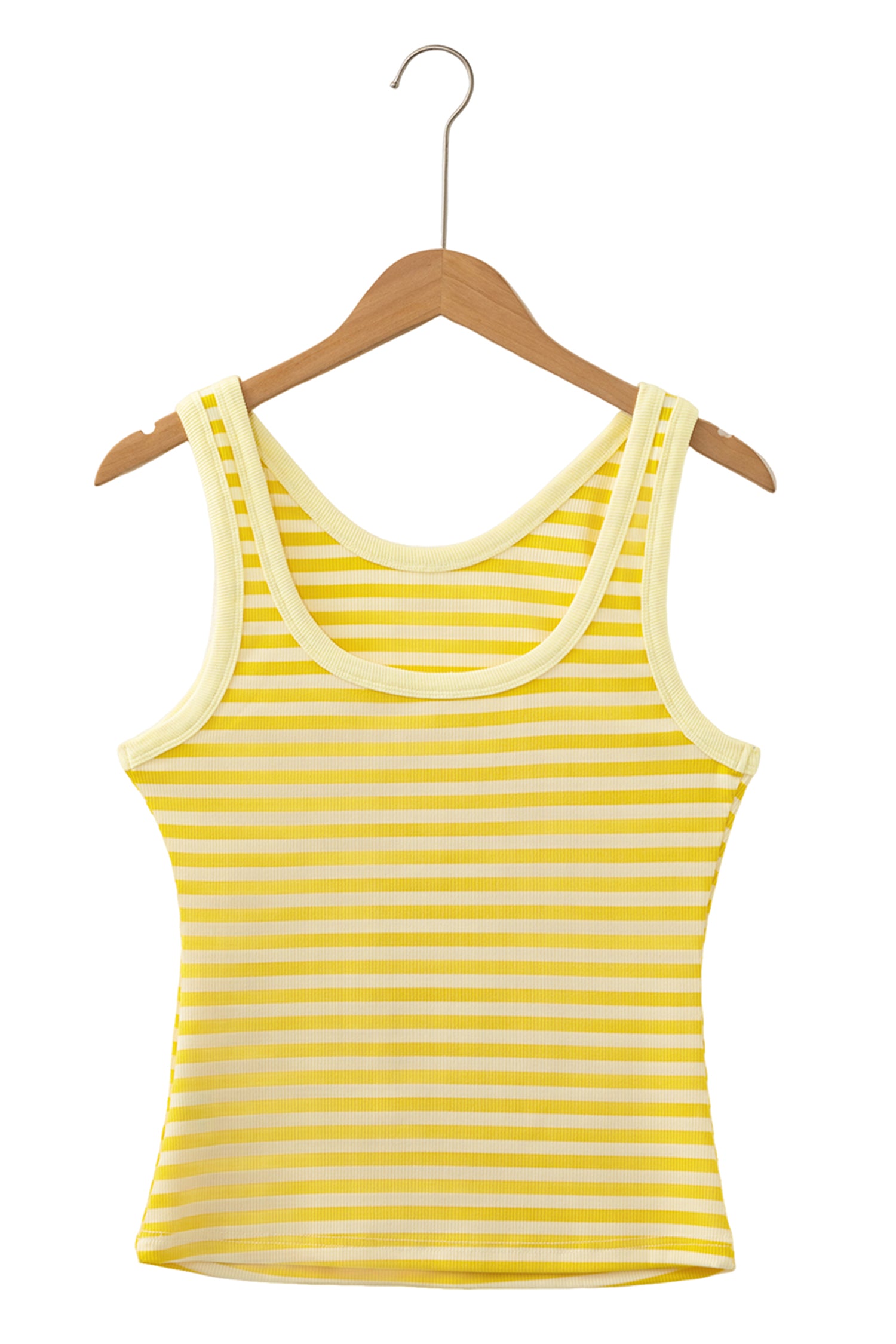 Pink Stripe Ribbed Knit Slim Tank Top