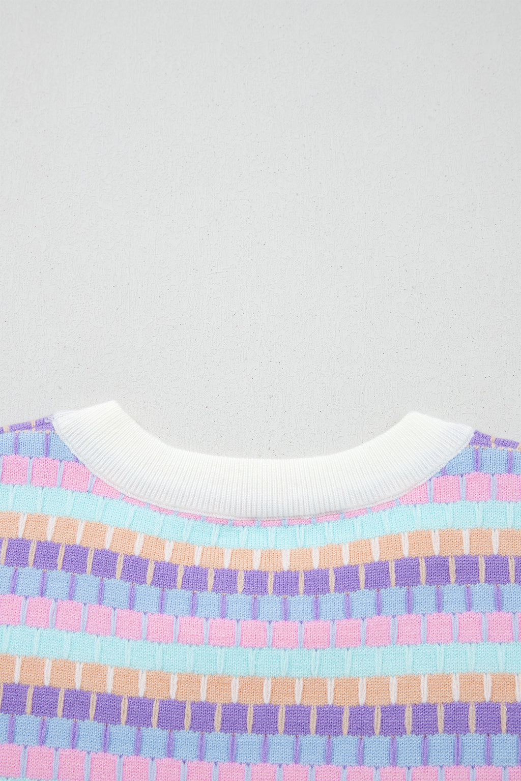 Orange Abstract Striped Knit Short Sleeve Sweater